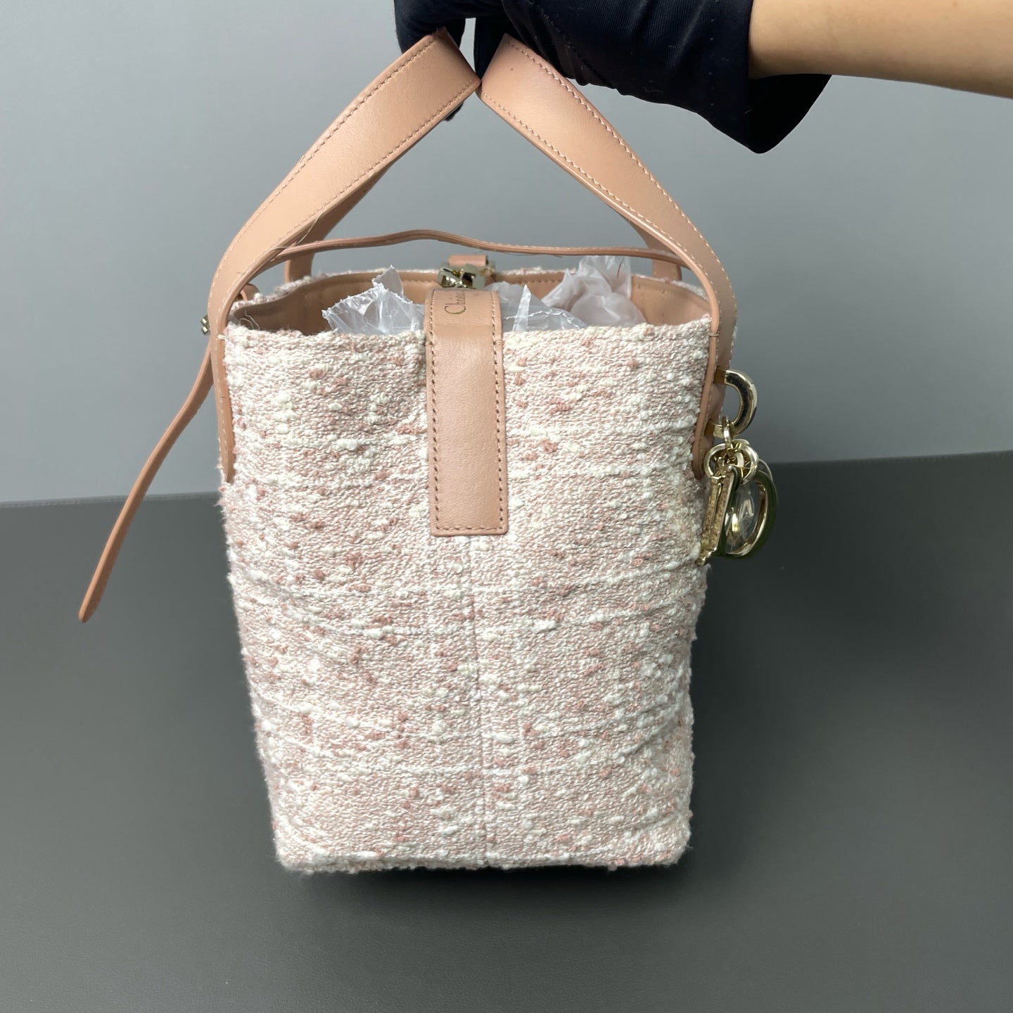 Dior - Toujours Vertical Tote - Tweed and Leather - Pink - (mini)