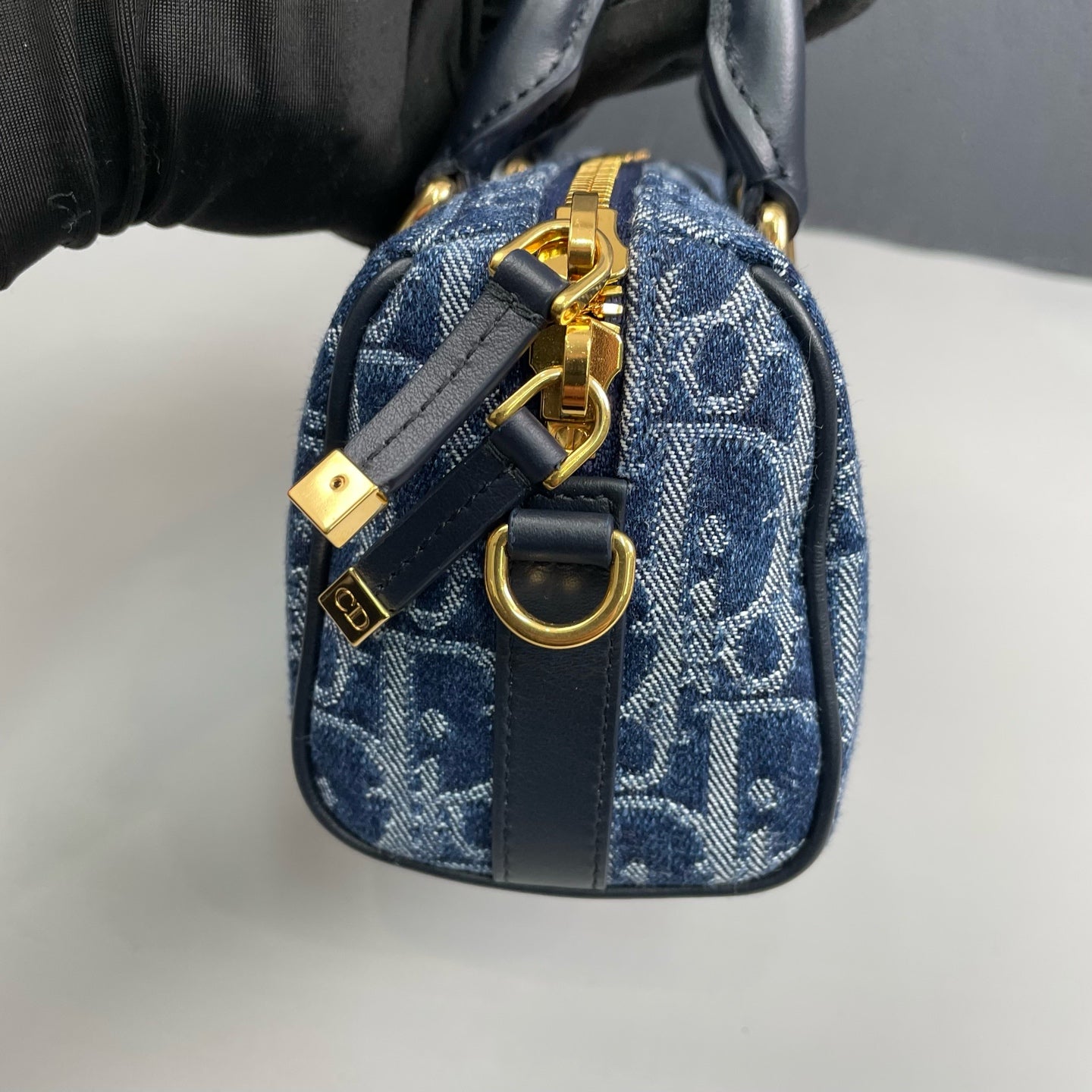 Dior - Groove Mini Boston Bag - Denim canvas with Dior Oblique jacquard and smooth leather trim - Blue - (mini)