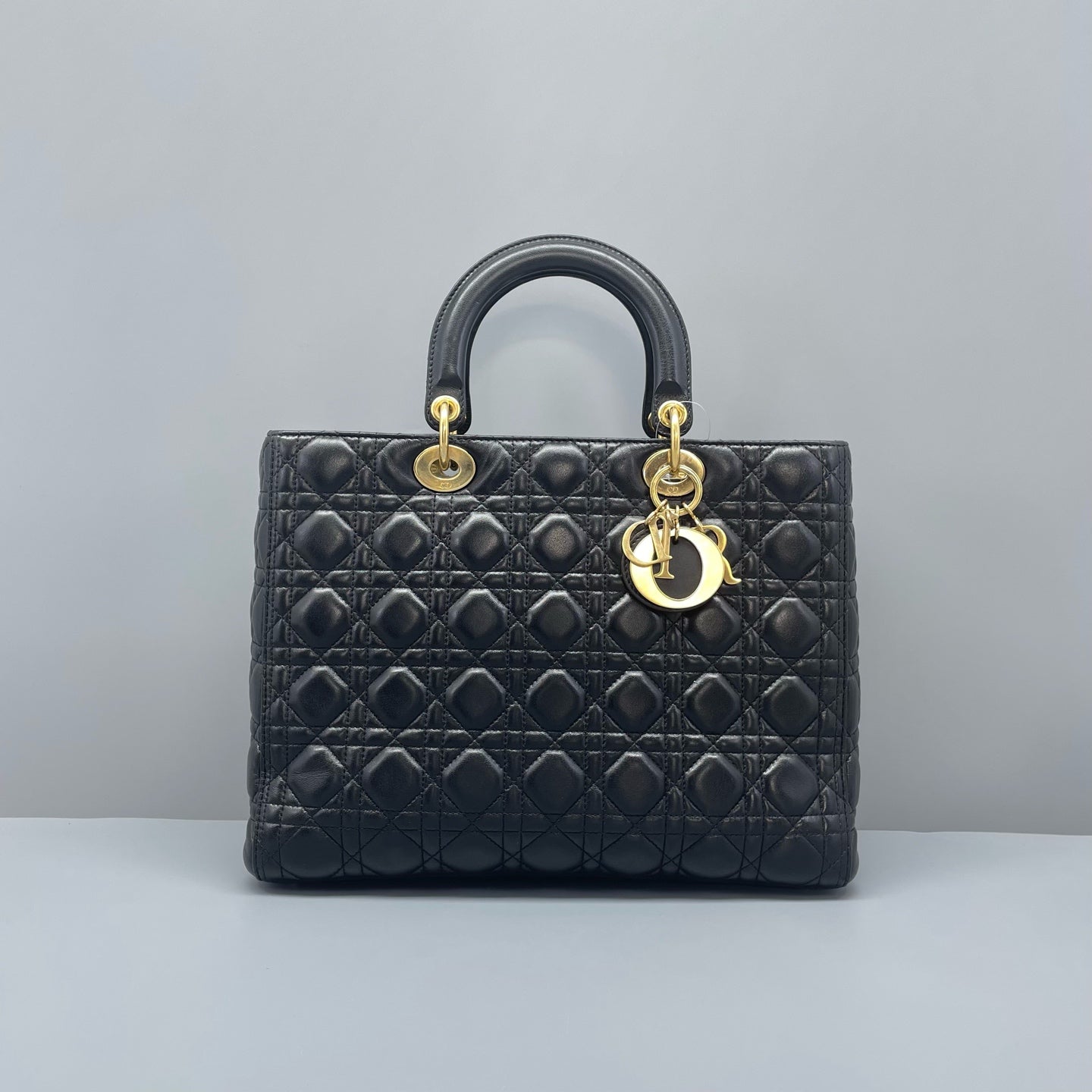 Dior - Lady Dior Large - Lambskin leather - Black - (Large)