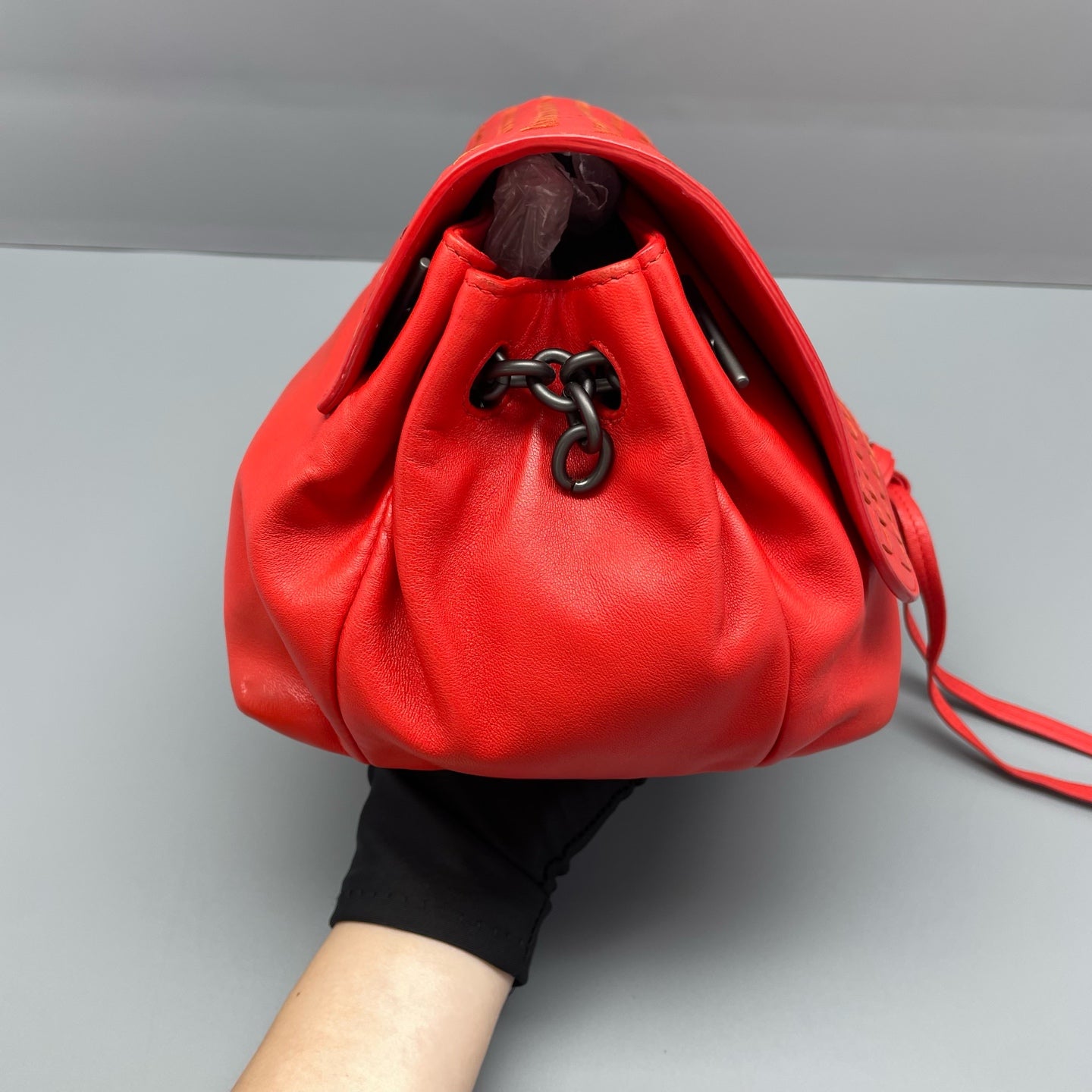 Bottega Veneta - Intrecciato Flap Bag - Lambskin leather - Orange - (Small)