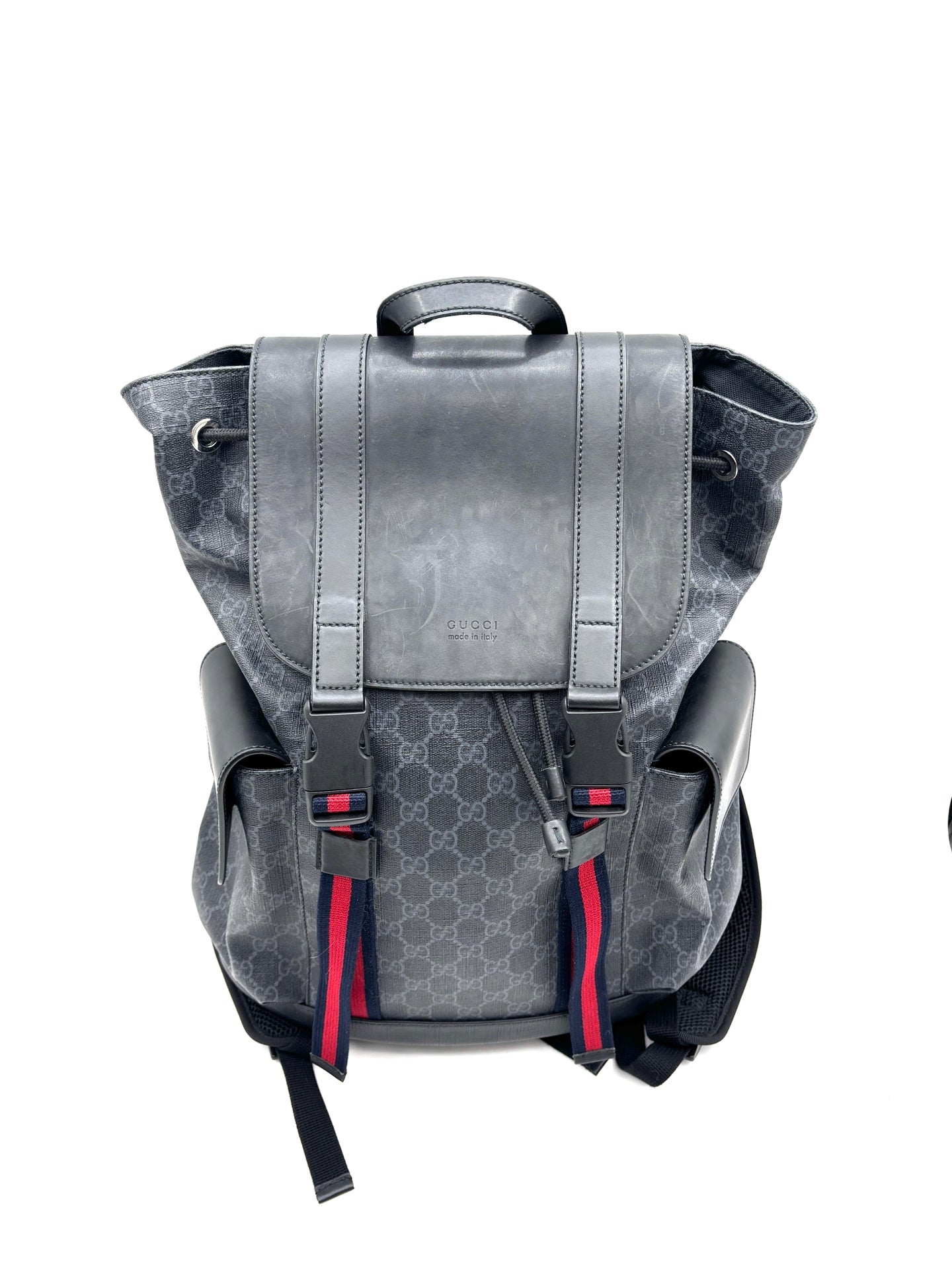 Gucci - GG Supreme Canvas Backpack - Canvas and leather patchwork - Black and Grey - (large)