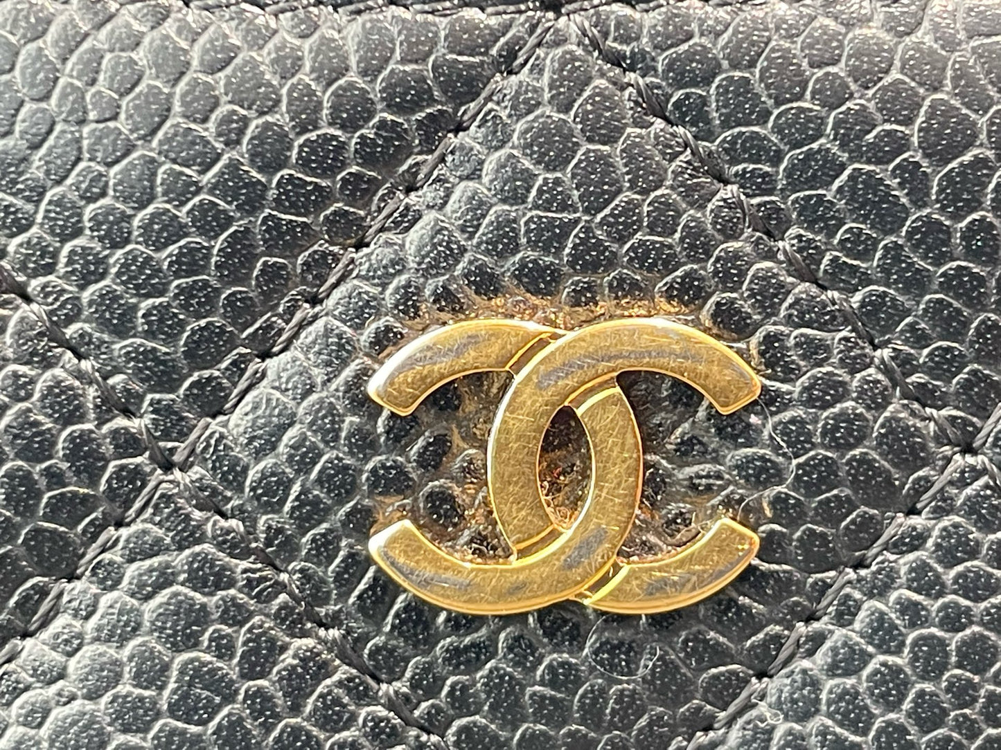 Chanel - CF Card Holder - Grained leather - Black - (mini)