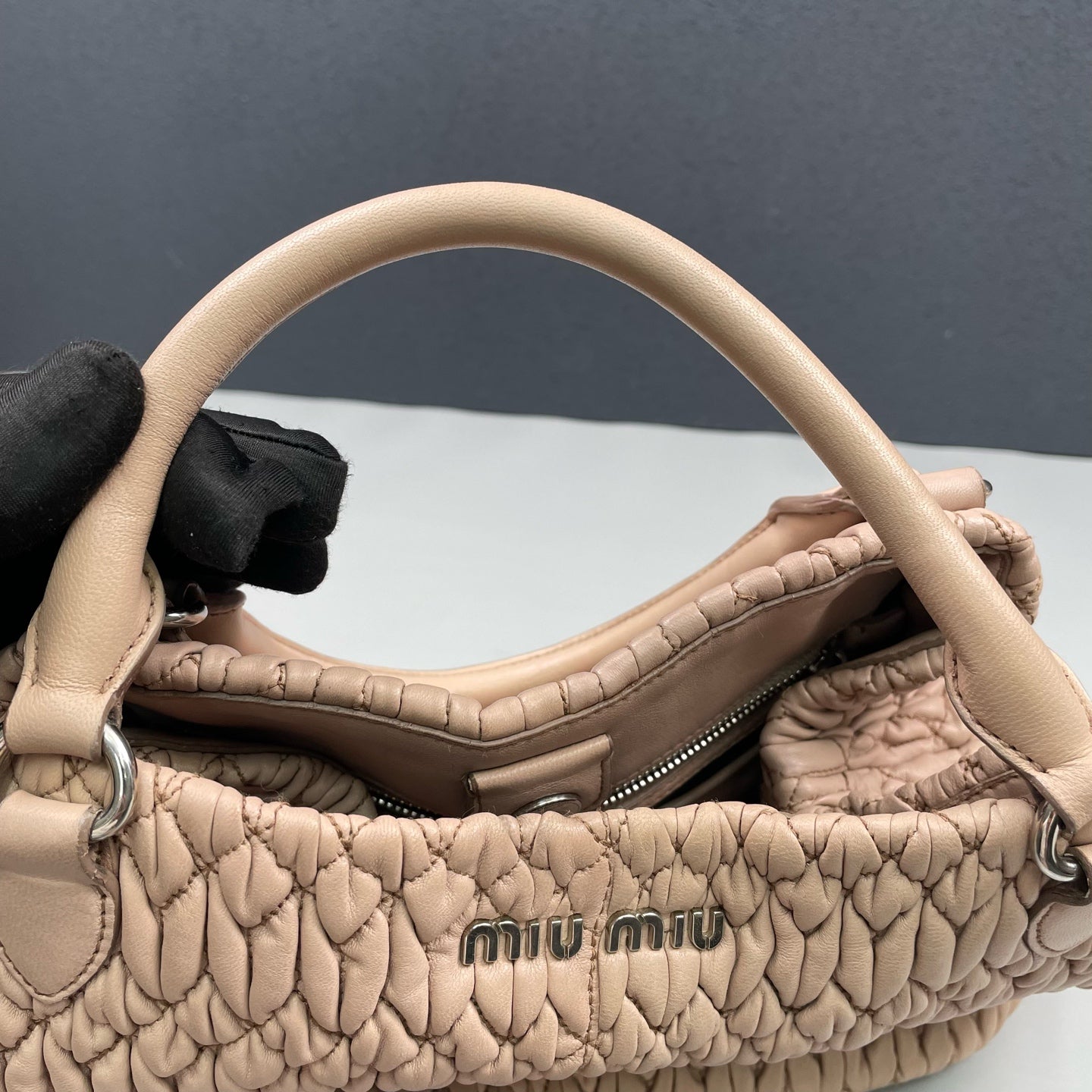 Miu Miu - Matelassé Gemstone Chain Shoulder Bag - Leather - Pink - (medium)