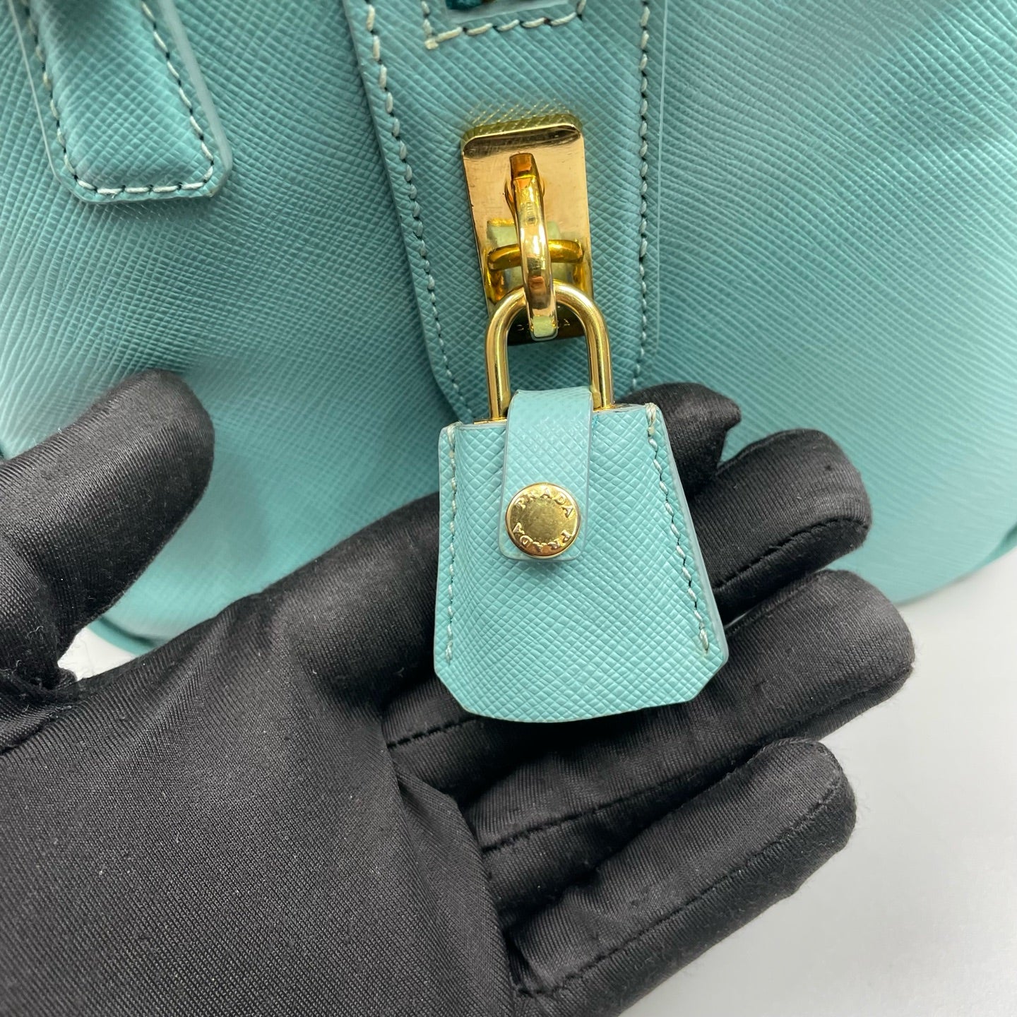 Prada - Saffiano Lux Boston Bag - Saffiano leather - Aqua Blue - (medium)
