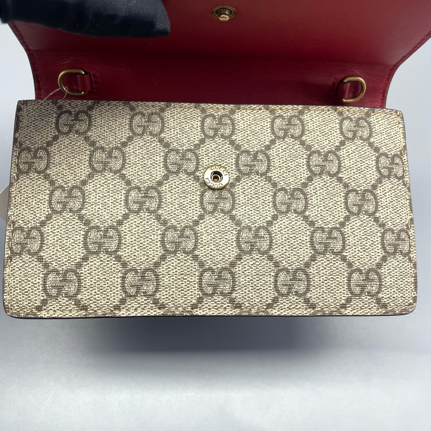 Gucci - GG Supreme Cherry Wallet on Chain - Coated canvas with leather trim - Beige with Red accents - (mini)