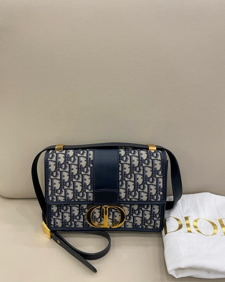 Dior - 30 Montaigne - Dior Oblique jacquard canvas with leather trim - Navy - (medium)