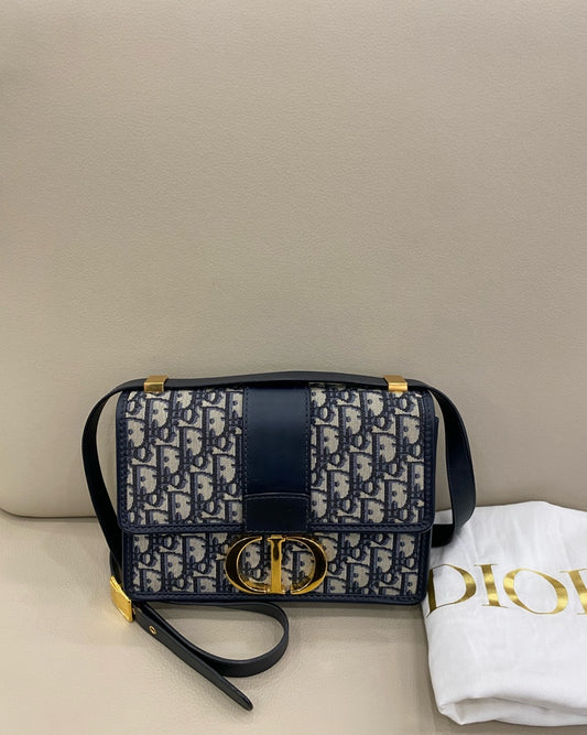 Dior - 30 Montaigne - Dior Oblique jacquard canvas with leather trim - Navy - (medium)