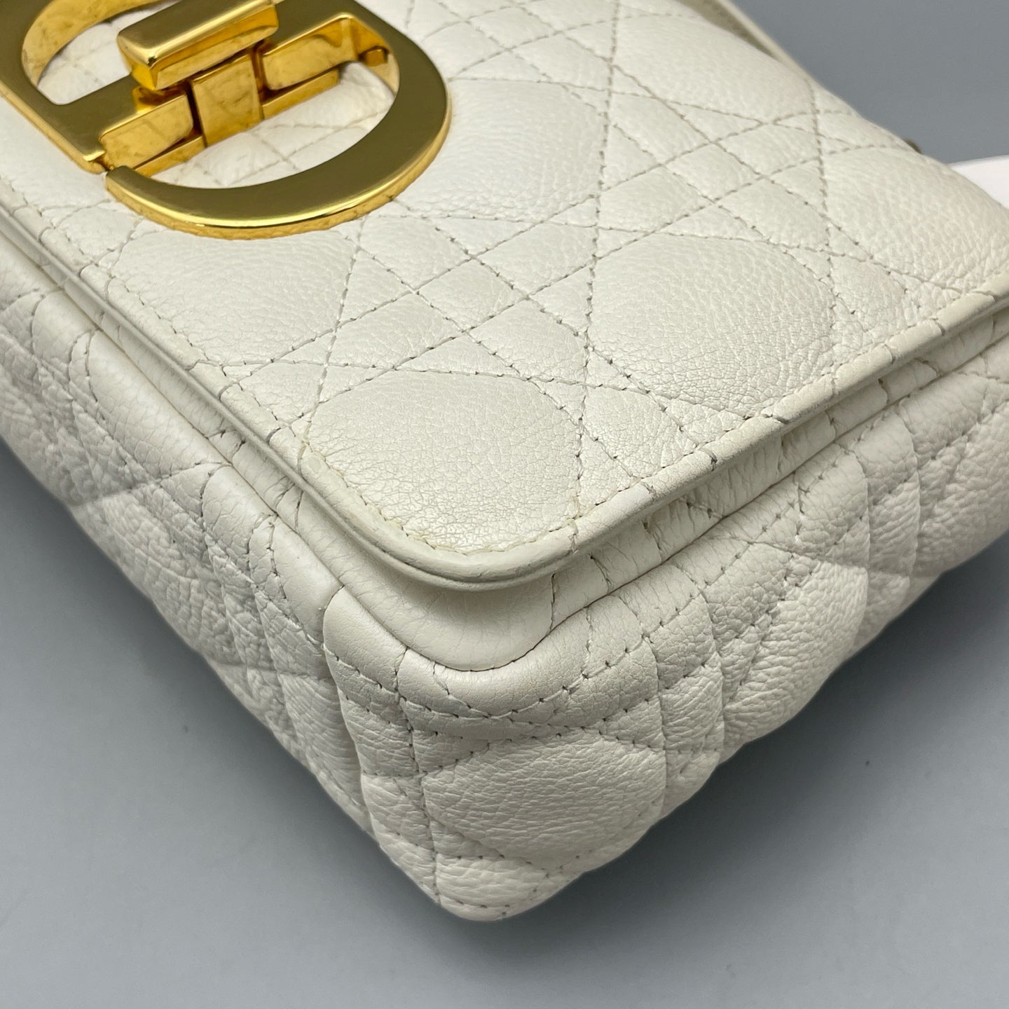 Dior - Miss Caro Chain Bag - Grained leather - White - (mini)