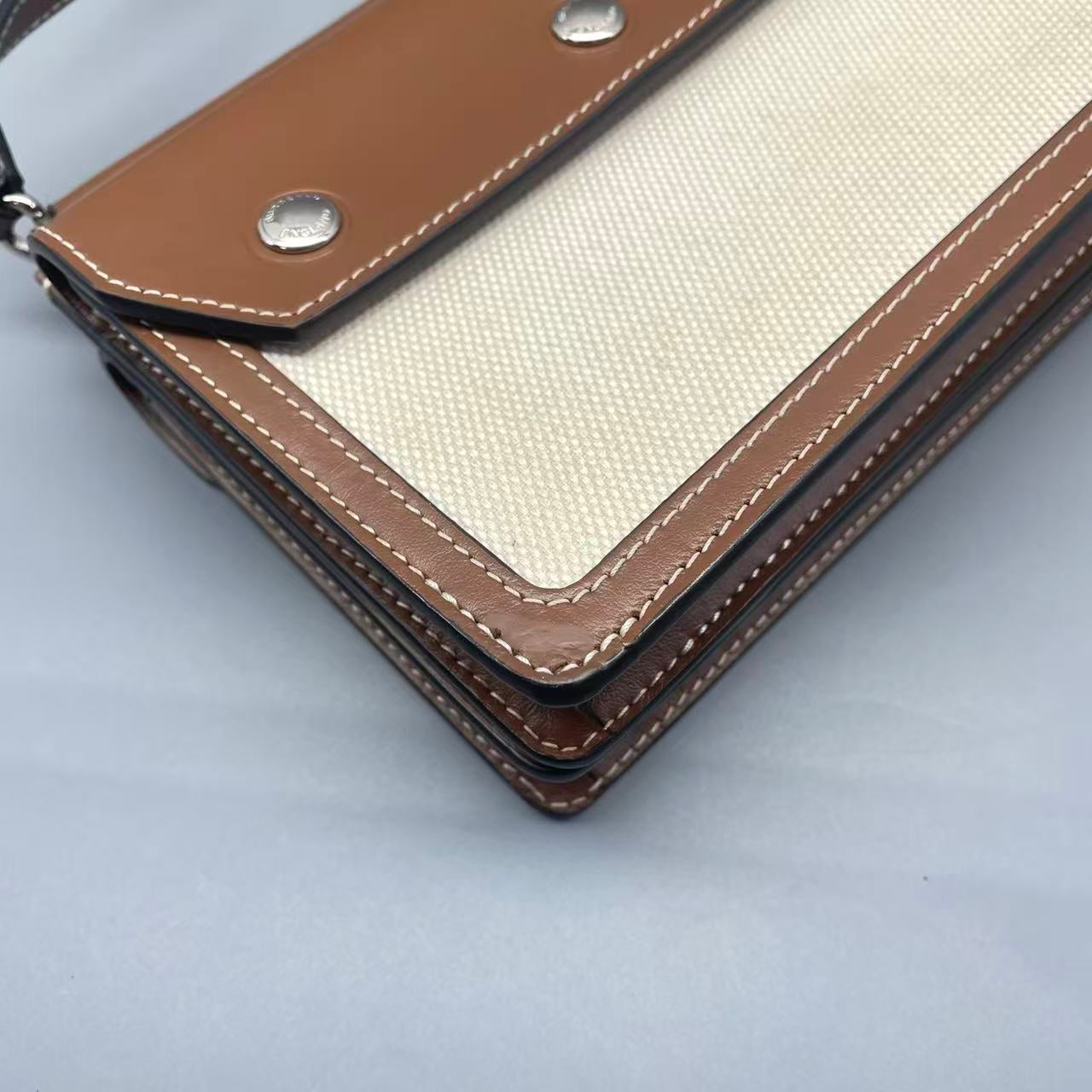 Burberry - Title mini messenger bag - Leather and Canvas - Brown and Beige - (mini)