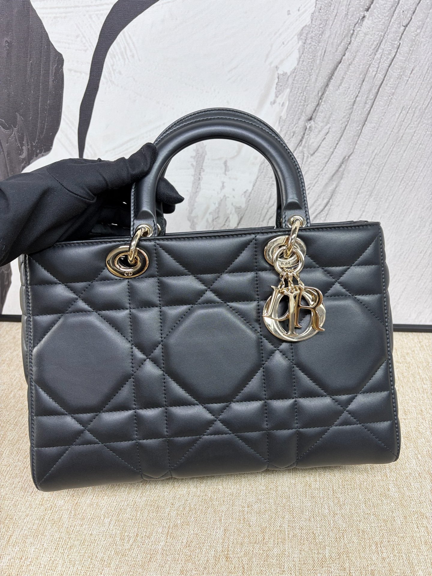 Dior - Lady D-Sire Medium - Lambskin leather - Black with Gold-Tone Hardware - (medium)