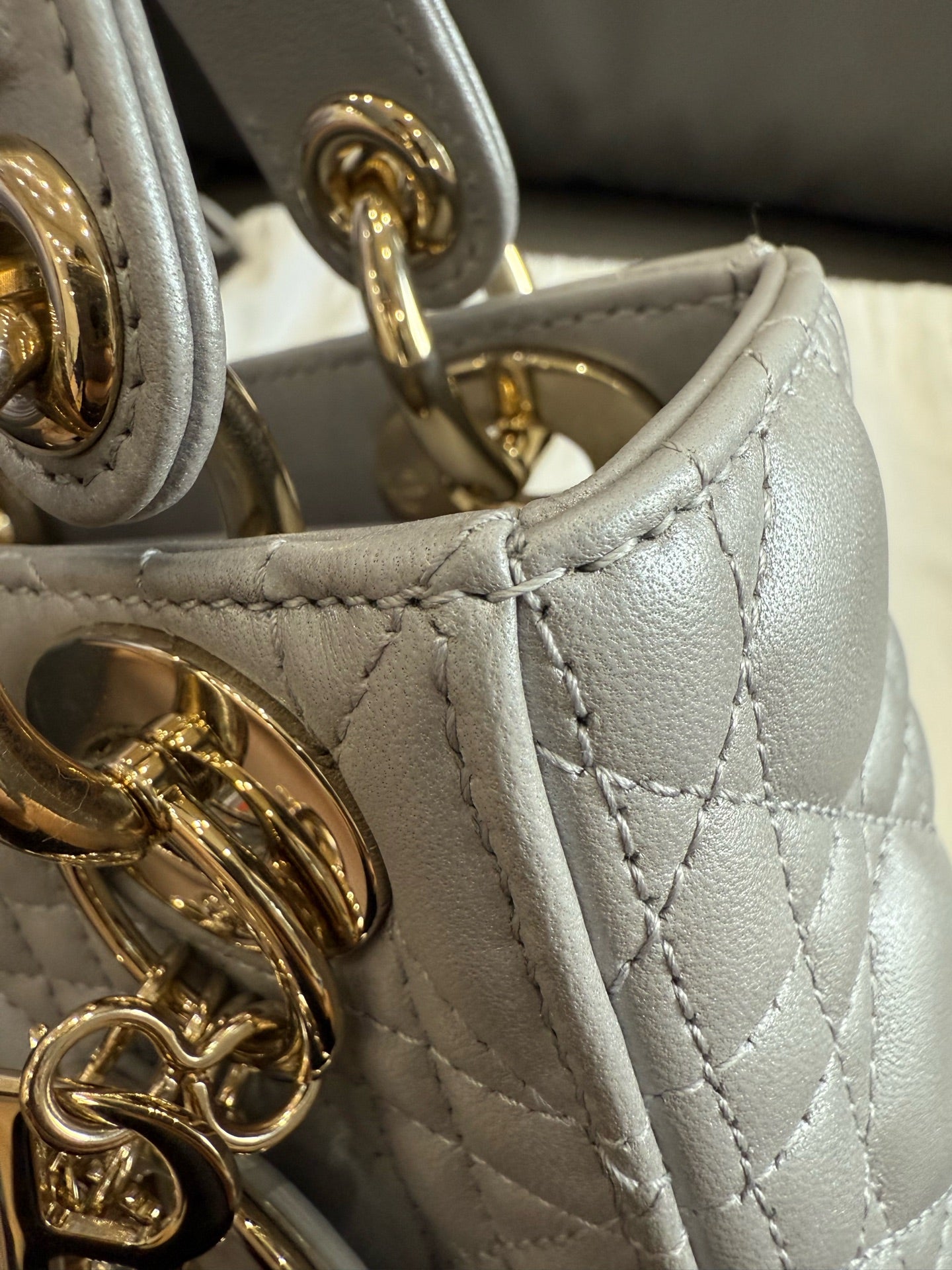 Dior - Lady Dior Mini - Lambskin leather - Grey - (mini)