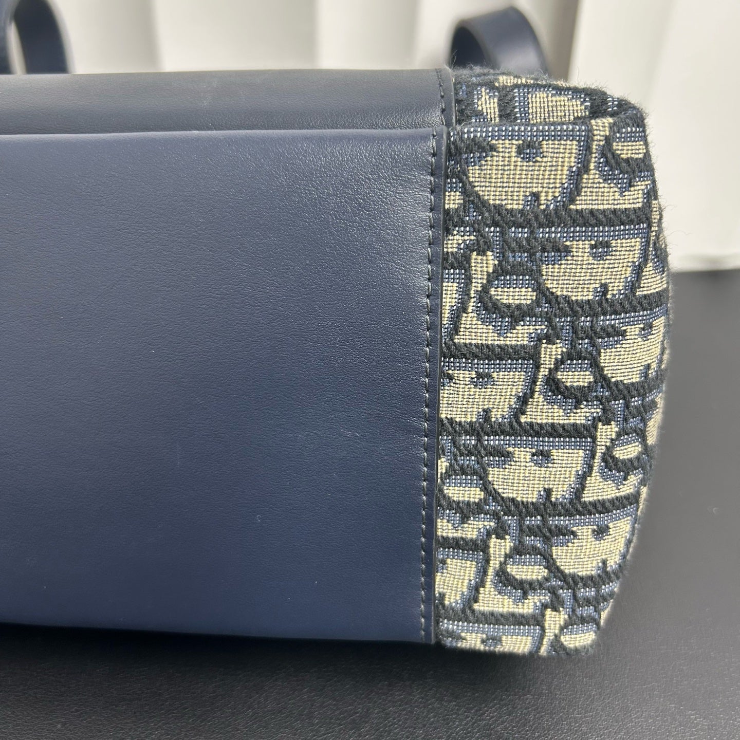 Dior - Signature Series Basket Tote Bag Small - Cotton canvas and cow leather - Navy - (small)