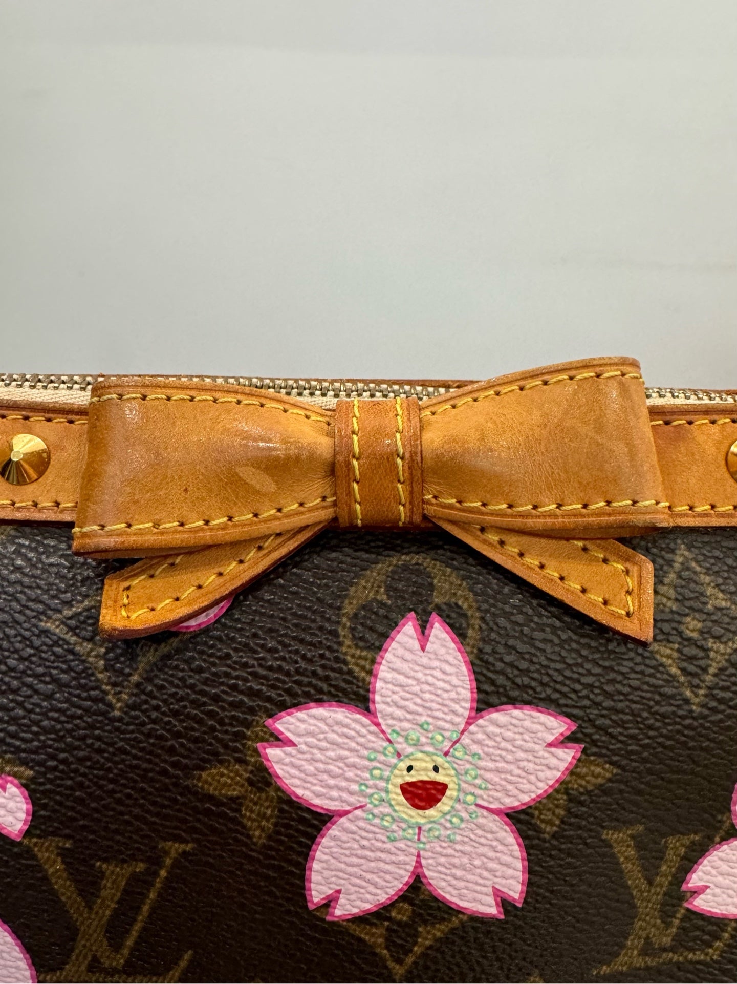 Louis Vuitton - Takashi Murakami Cherry Blossom Pochette Accessoires - Monogram canvas with vachetta leather trim - Brown - (Mini)