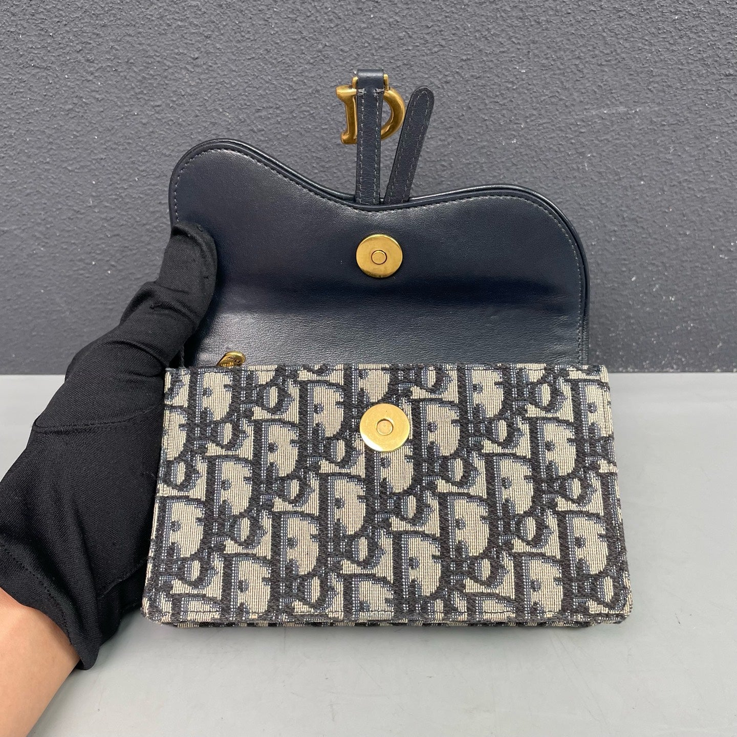 Dior - Saddle Belt Bag - Oblique jacquard canvas with leather trim - Blue - (mini)