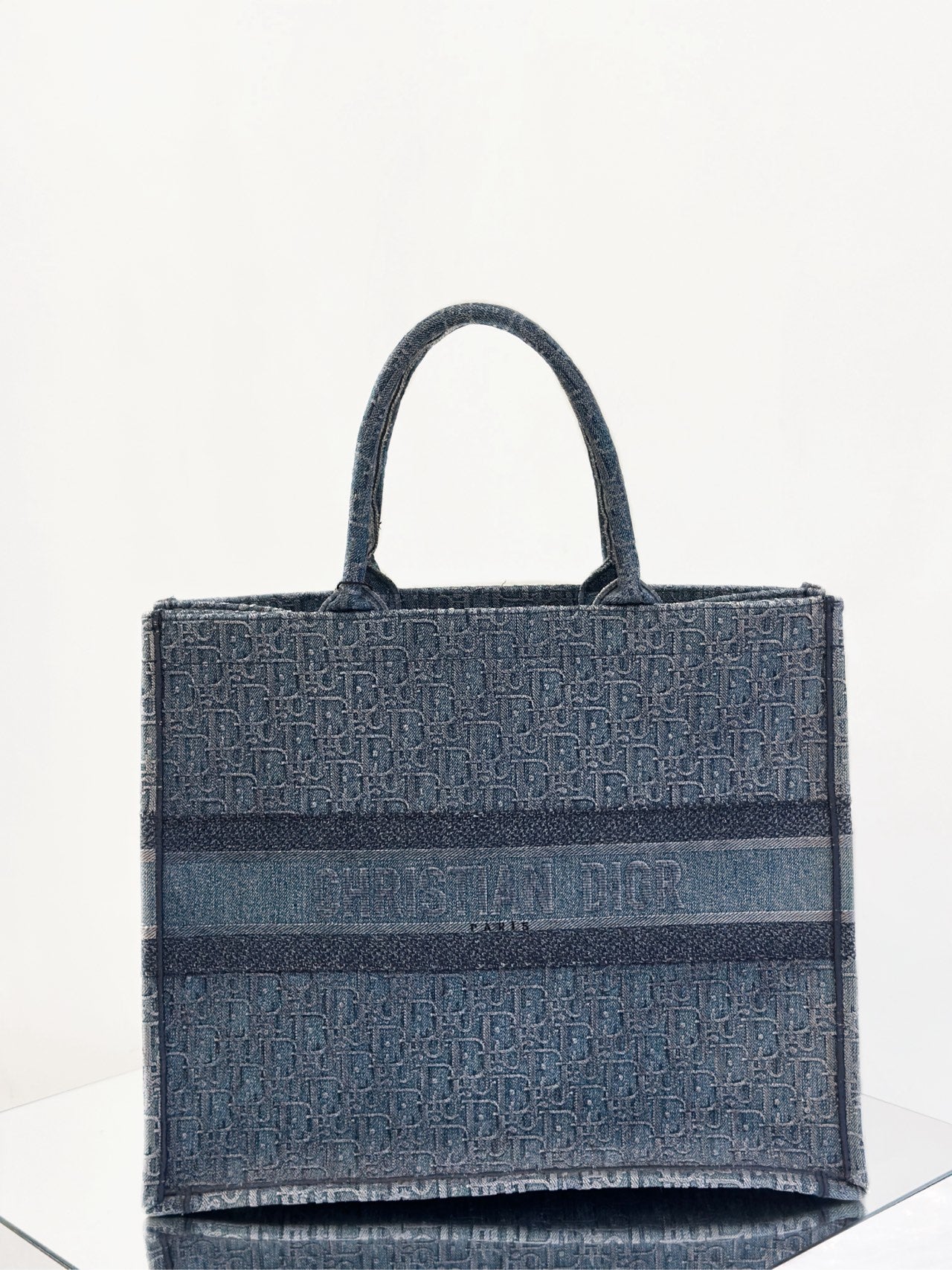 Dior - Book Tote - Denim with embroidery - Blue - (Large)