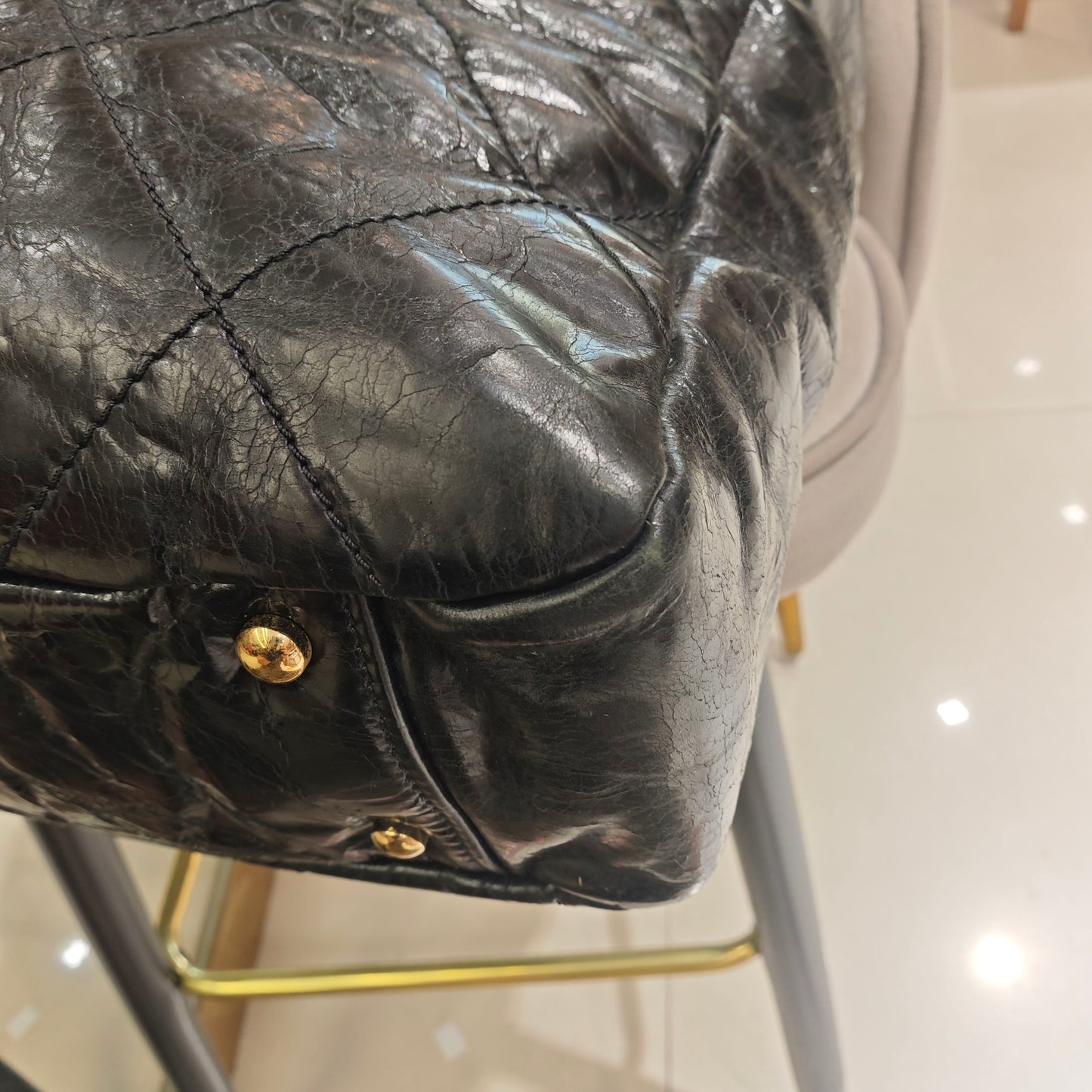 Chanel - Quilted Waxed Leather and Tweed Shopping Tote - Waxed leather and tweed - Black - (Large)