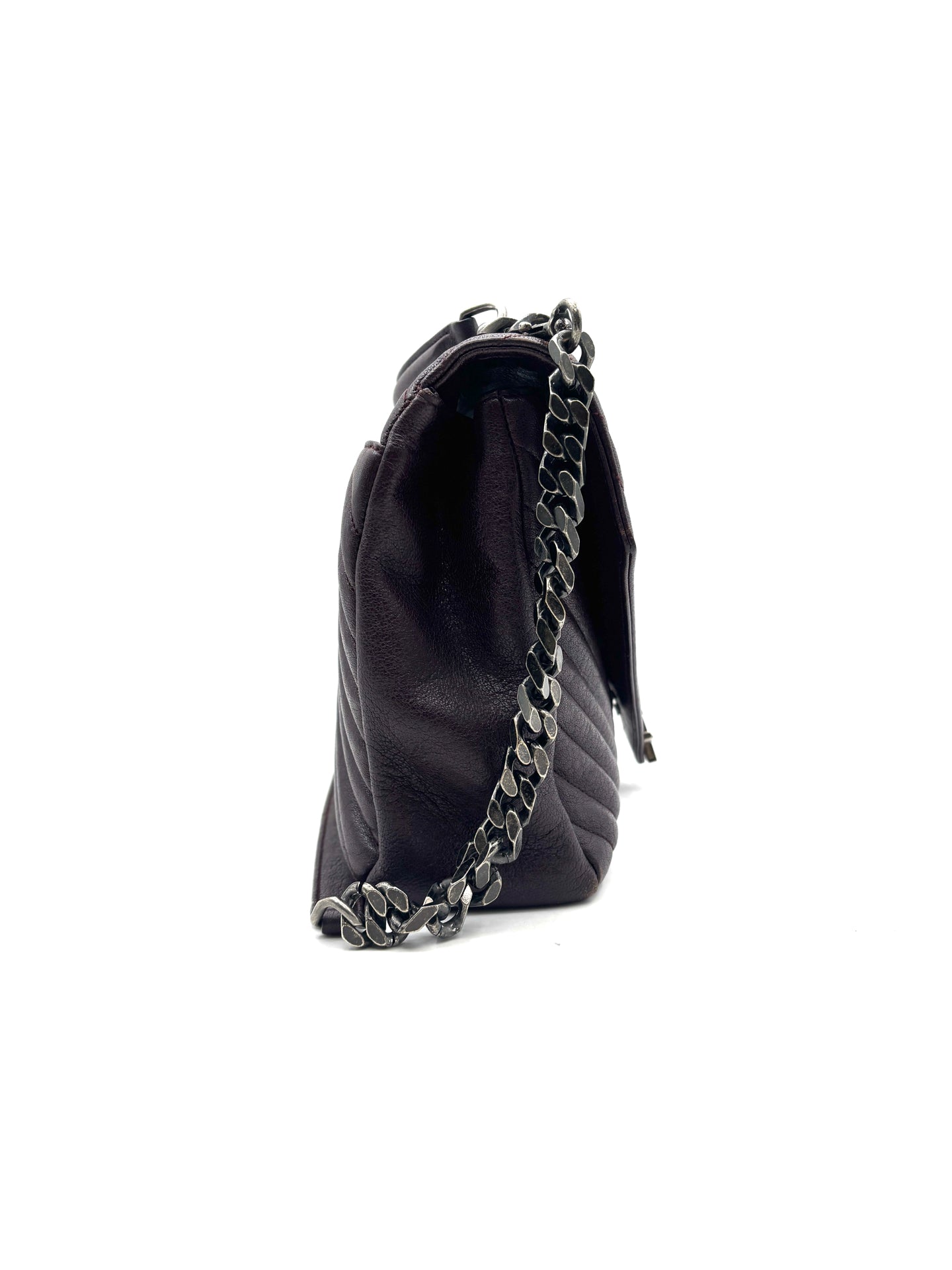 Saint Laurent - Monogram Envelope Bag - Leather - Burgundy - (medium)