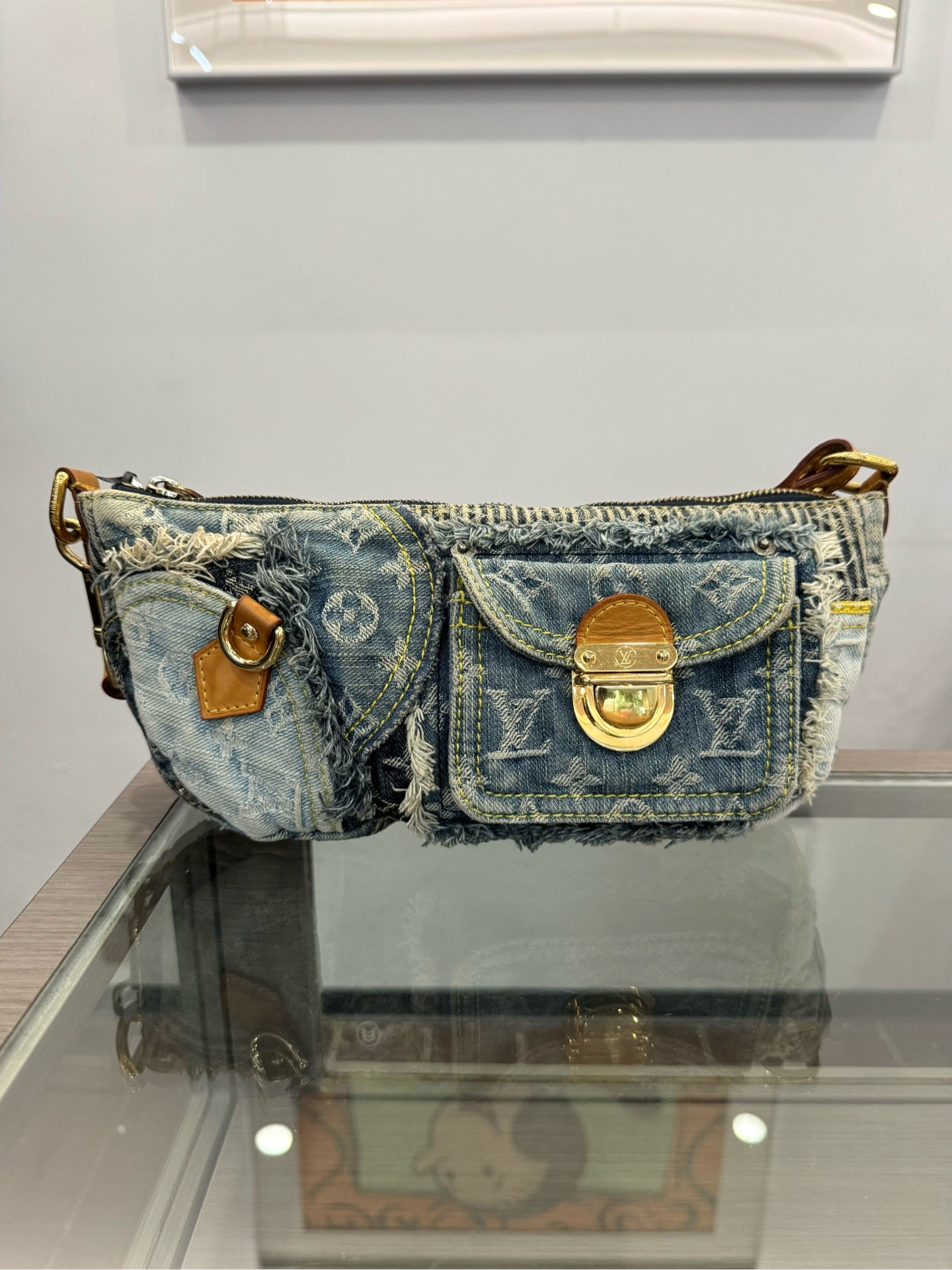 Louis Vuitton - Monogram Denim Distressed Shoulder Bag - Denim - Jeans, Vachetta leather - Blue - (Small)
