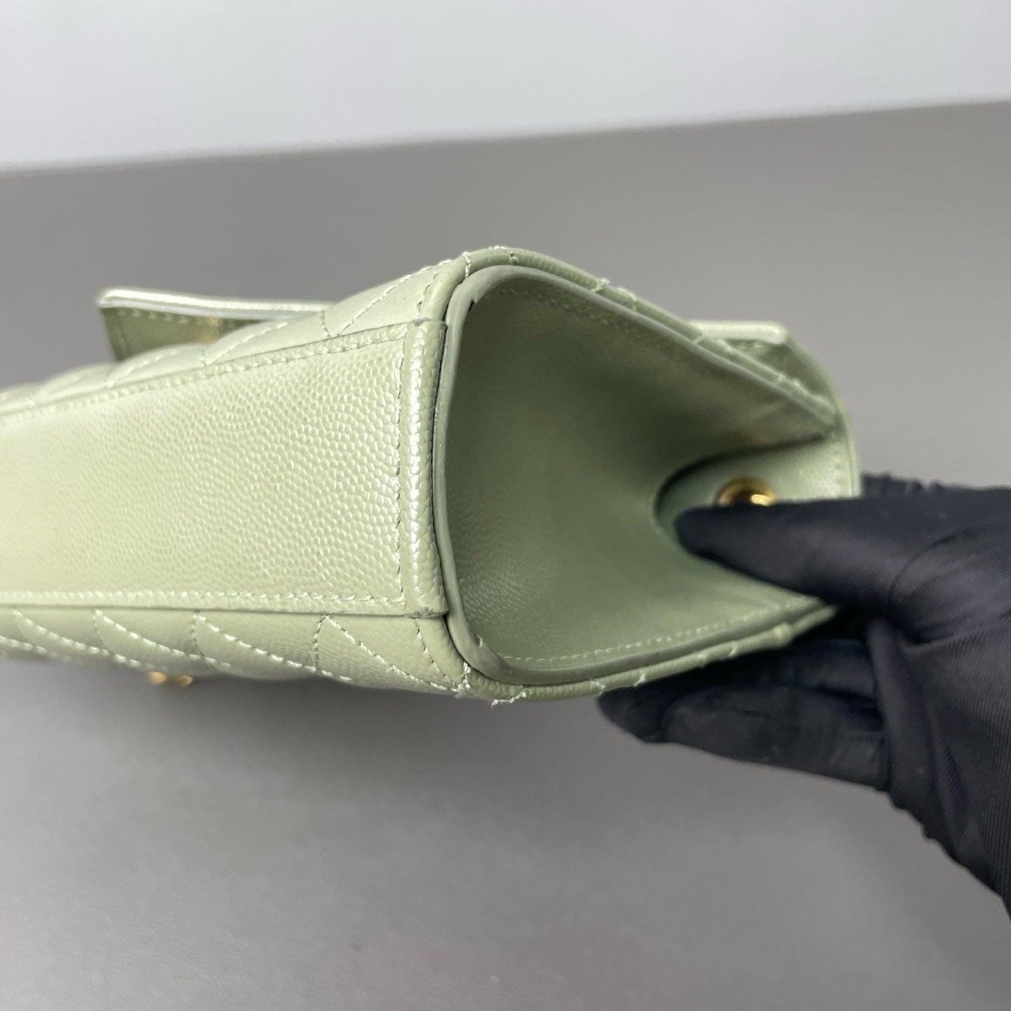 Saint Laurent - Monogram Envelope Chain Wallet - Grained leather - Green - (mini)