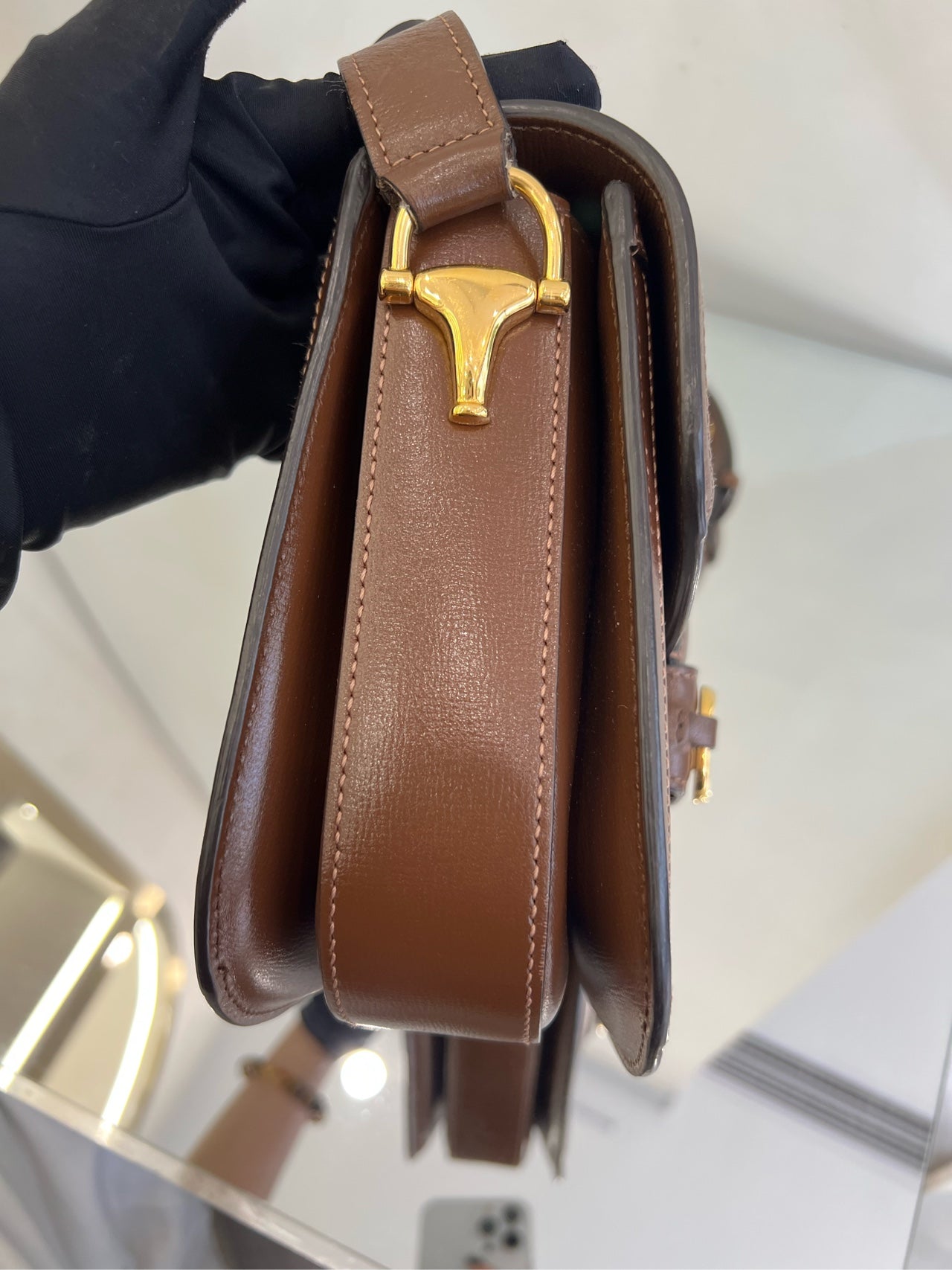 Gucci - Horsebit 1955 Shoulder Bag - GG Supreme canvas with leather trim - Beige and Brown - (medium)