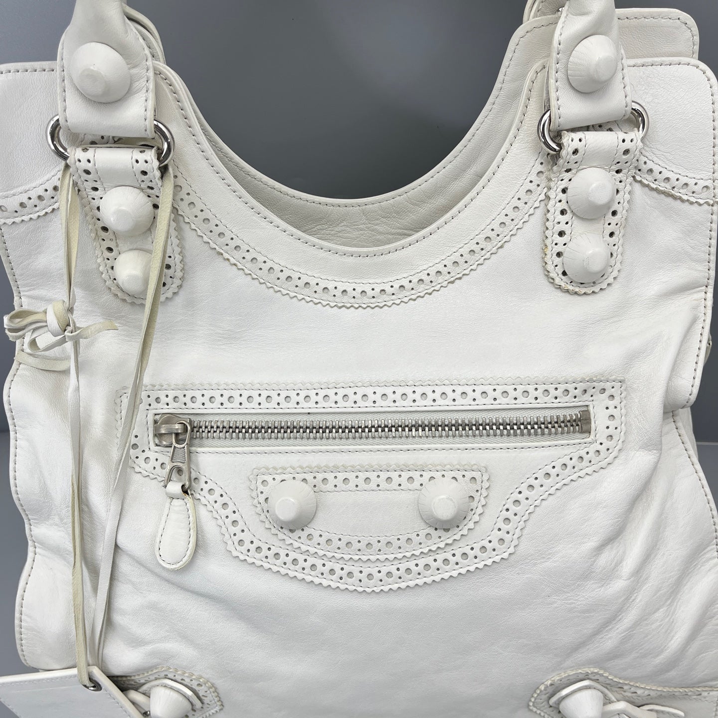 Balenciaga - Motorcycle Bag - Lambskin leather - White - (Large)