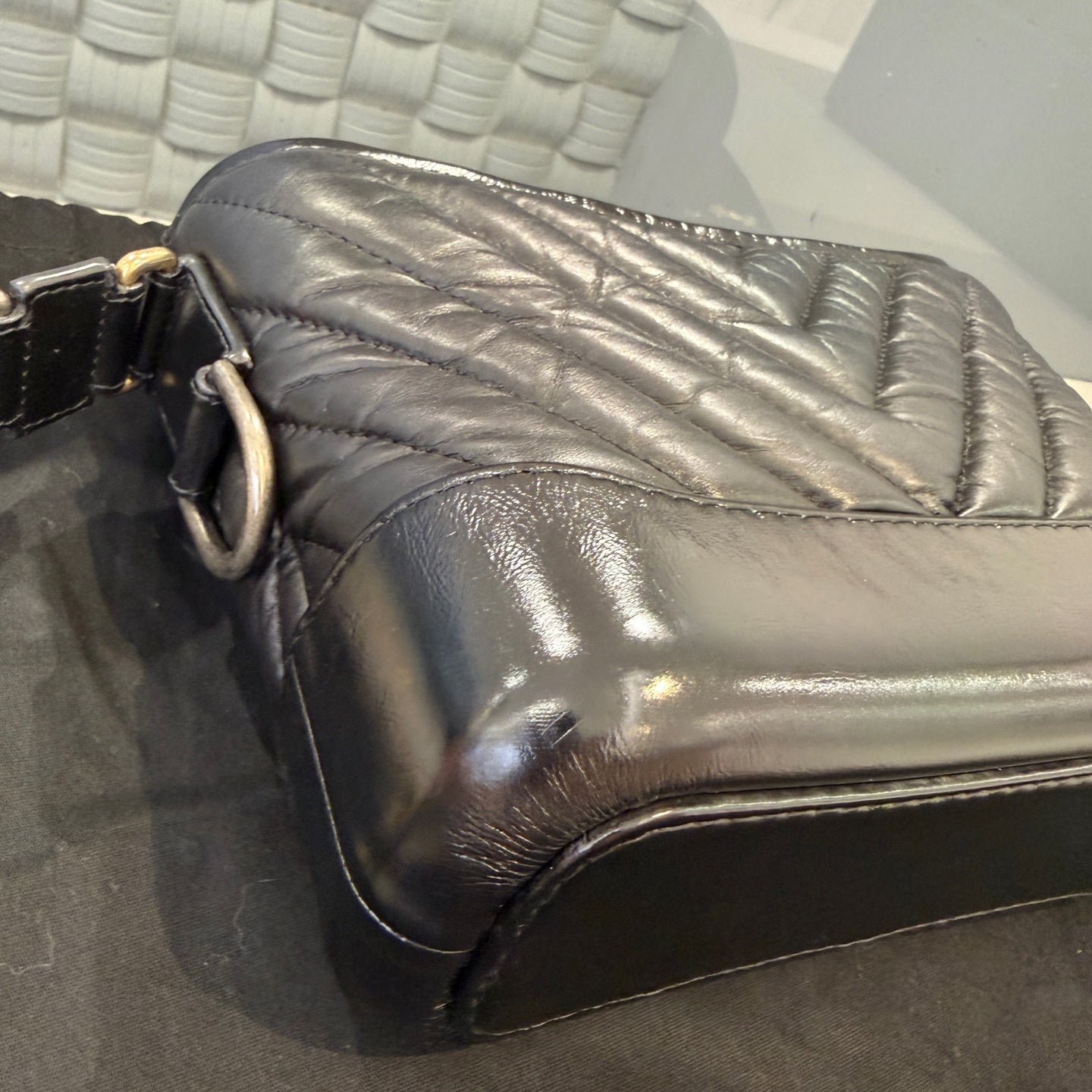 Chanel - Gabrielle Hobo Bag - Aged calfskin leather and smooth calfskin leather - Black - (Small)