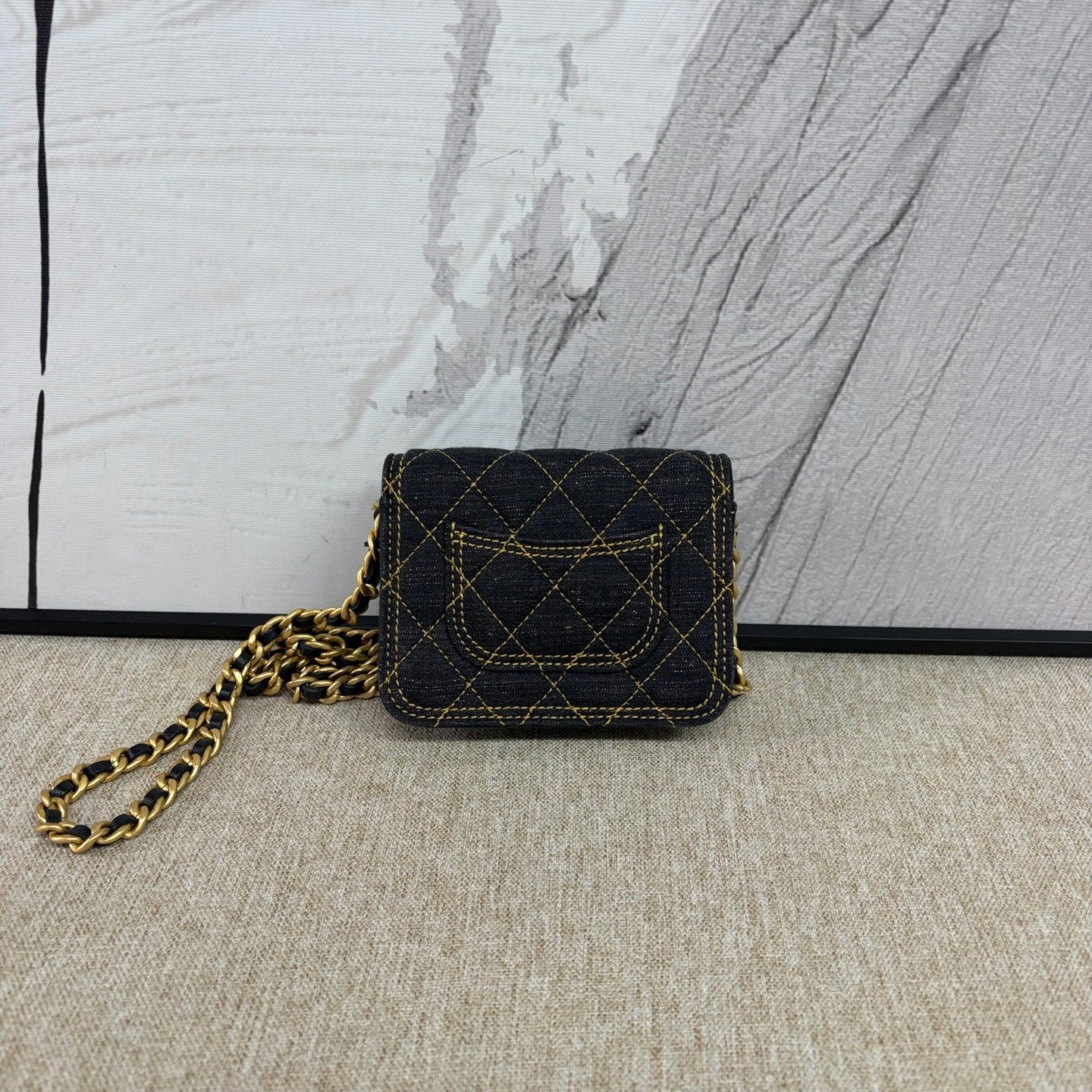 Chanel - Mini Messenger Chain Bag - Denim - Jeans - Black - (mini)