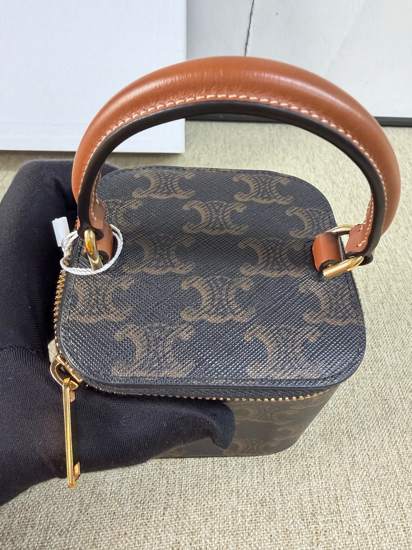 Celine - Triomphe Canvas Mini Vanity Case - Coated canvas with leather trim - Brown - (mini)