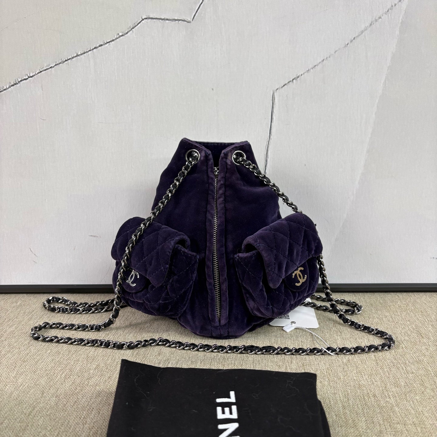 Chanel - Quilted Velvet Mini Backpack - Velvet - Purple with Silver-Tone Hardware - (mini)