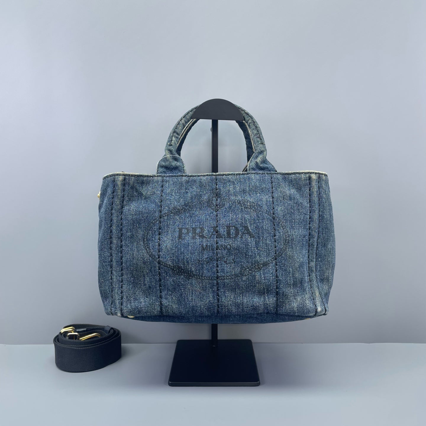Prada - Canapa Tote - Denim - Blue - (Small)