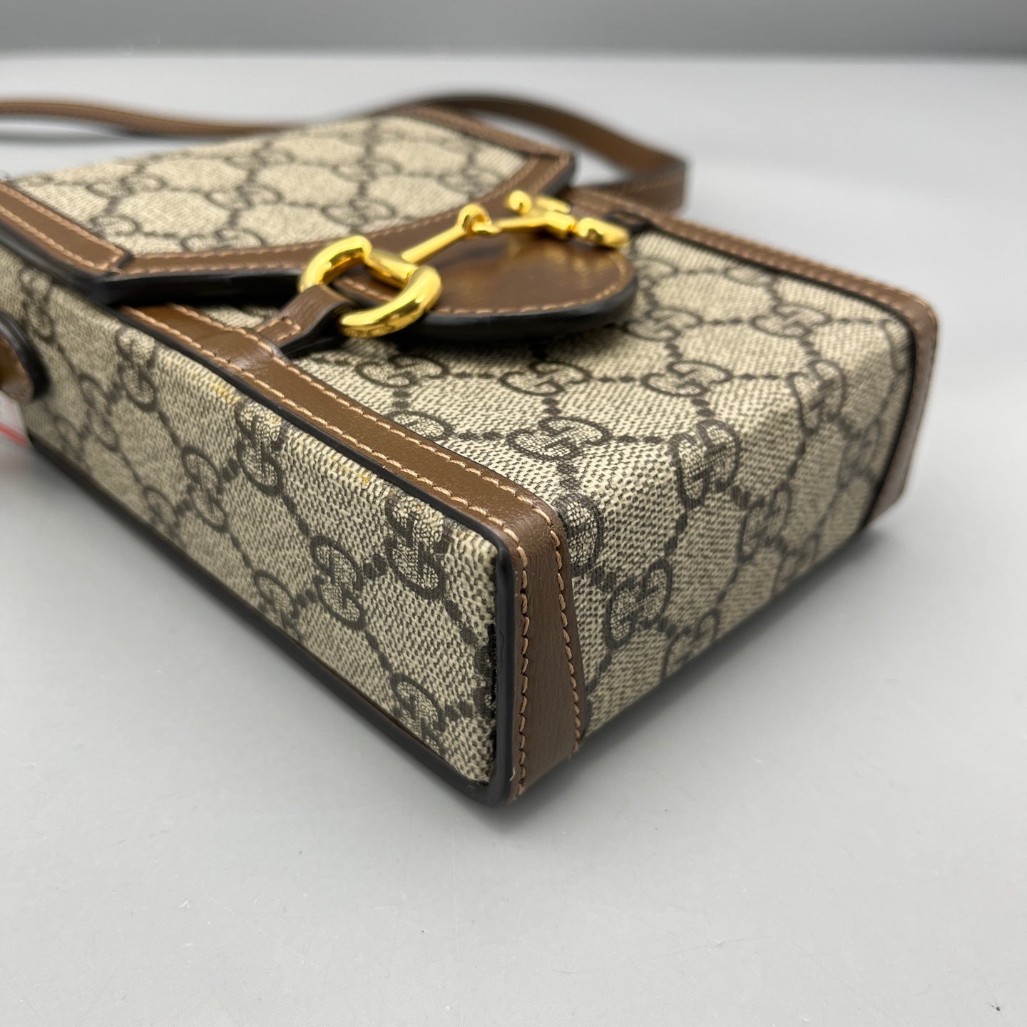 Gucci - Horsebit 1955 Phone Holder - GG Supreme canvas with leather trim - Brown - (mini)