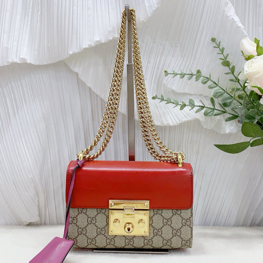 Gucci - Padlock GG Supreme Shoulder Bag - GG Supreme canvas with leather trim - Multicolour (Beige/Ebony, Red, Pink) - (Mini)