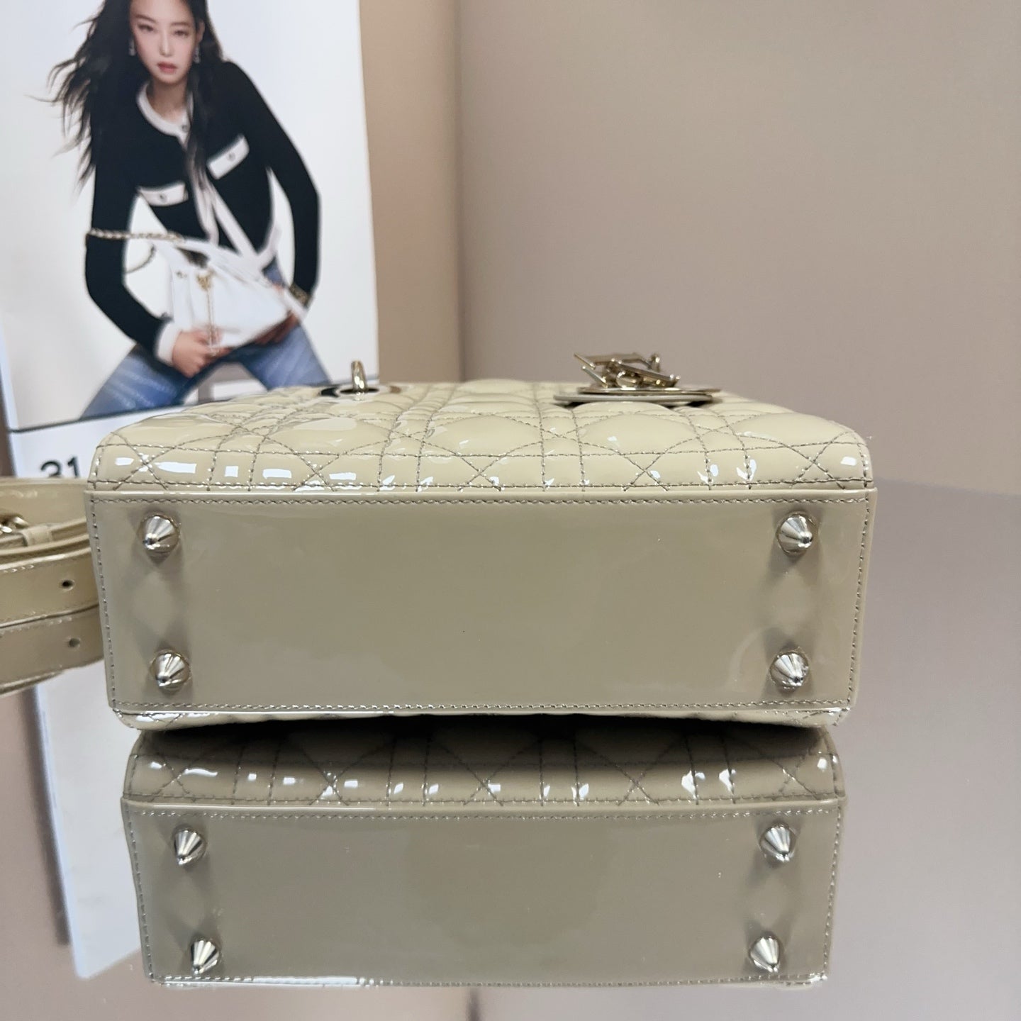 Dior - Lady Dior - Patent leather - Beige - (Small)