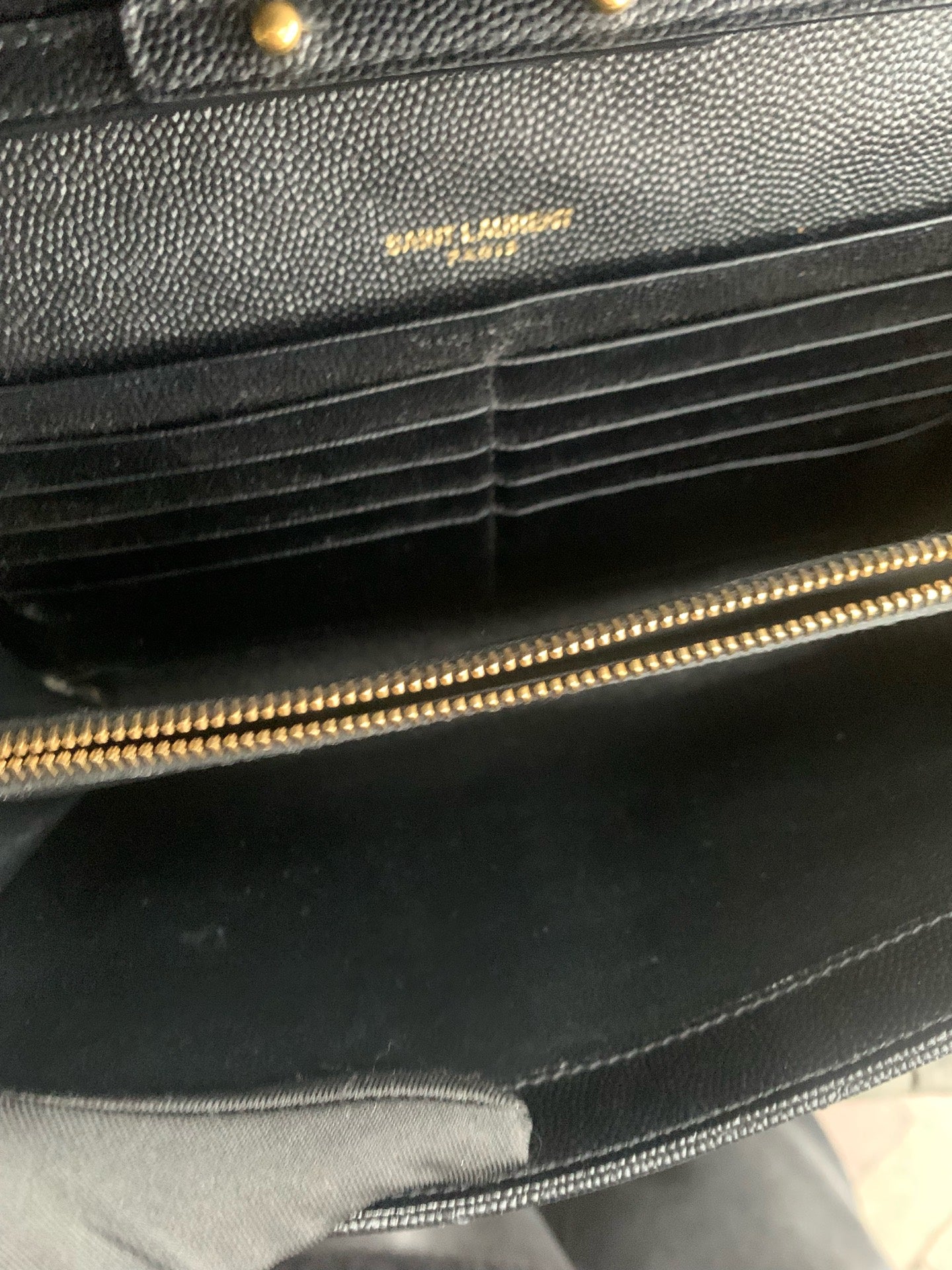 Saint Laurent - Kate Envelope Chain Wallet - Grained leather - Black with Gold-Tone Hardware - (Small)