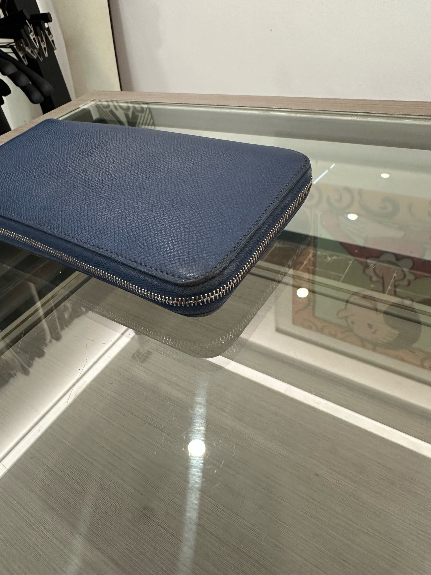 Hermès - Silk-in Zipper Wallet - Epsom leather and Silk - Blue - (Medium)