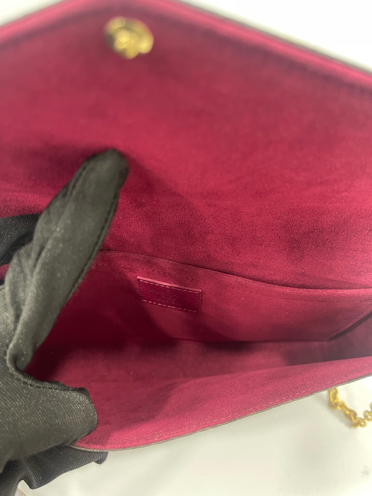 Louis Vuitton - Pochette Félicie - Monogram coated canvas with microfibre lining and grained leather insert - Brown with Burgundy interior - (mini)