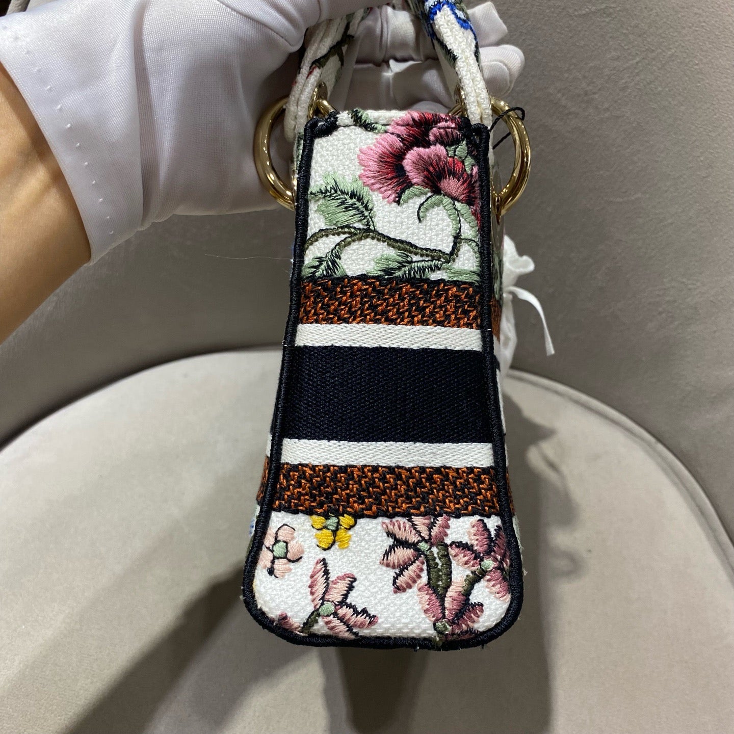 Dior - Lady D-Lite - Embroidered canvas - White with Multicolour embroidery - (Mini)