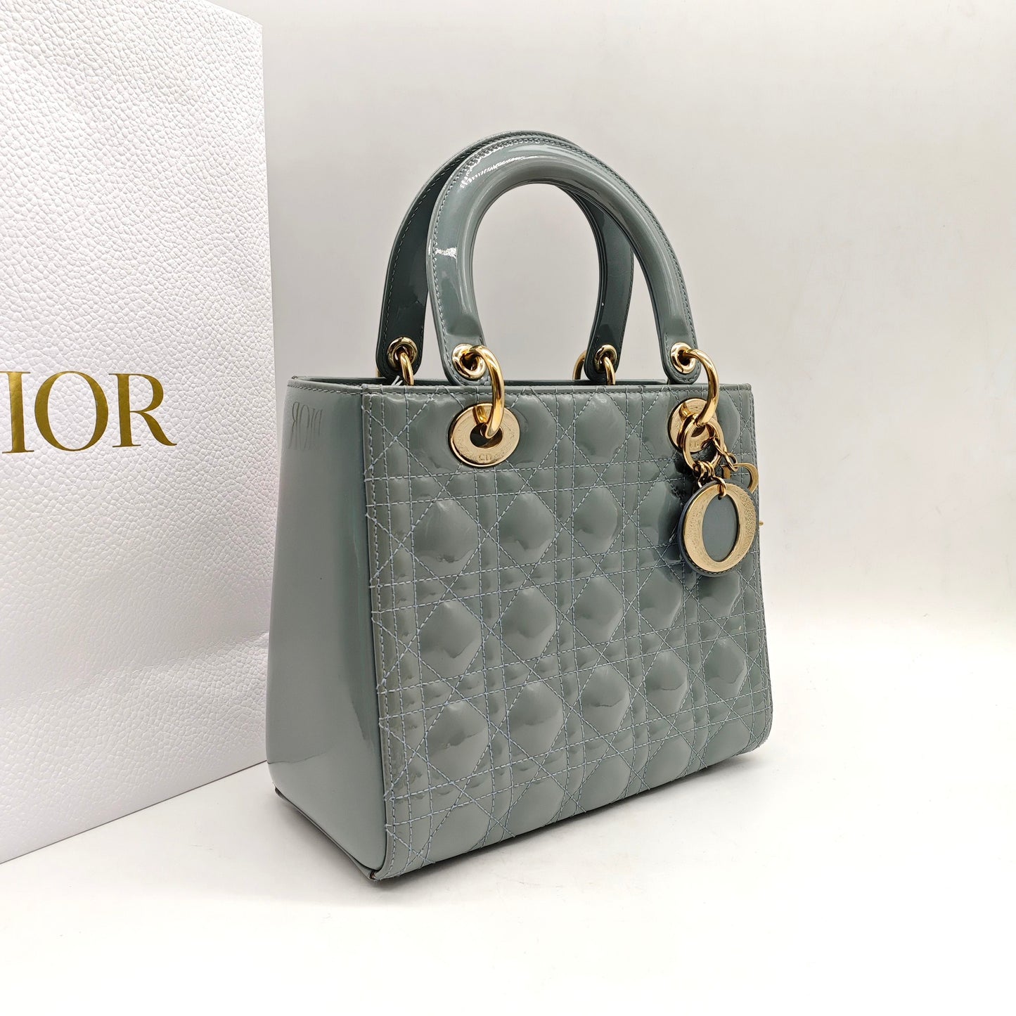 Dior - Lady Dior - Patent leather - Grey - (Medium)