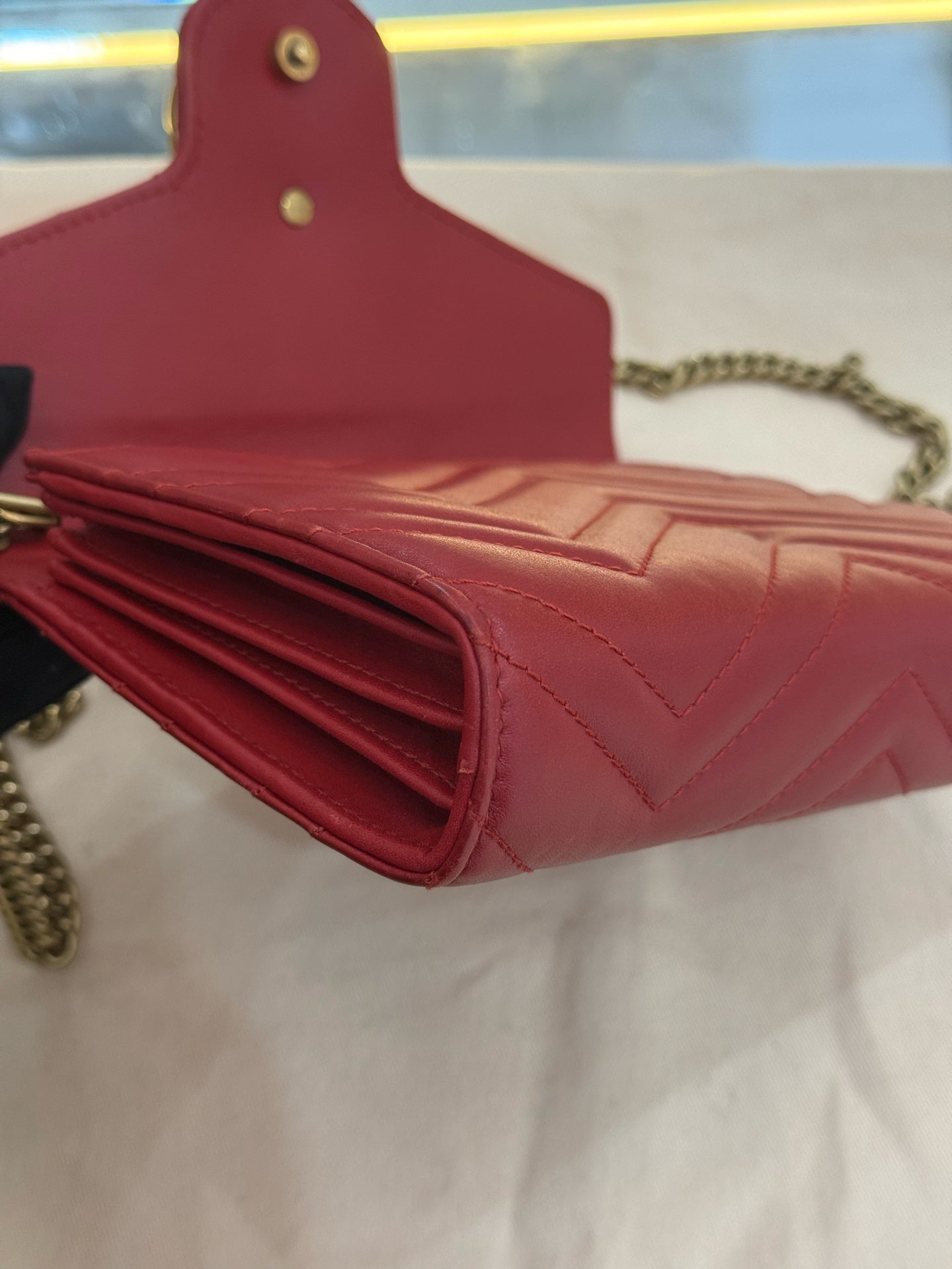 Gucci - Marmont WOC (Wallet on Chain) - Leather - Red - (mini)