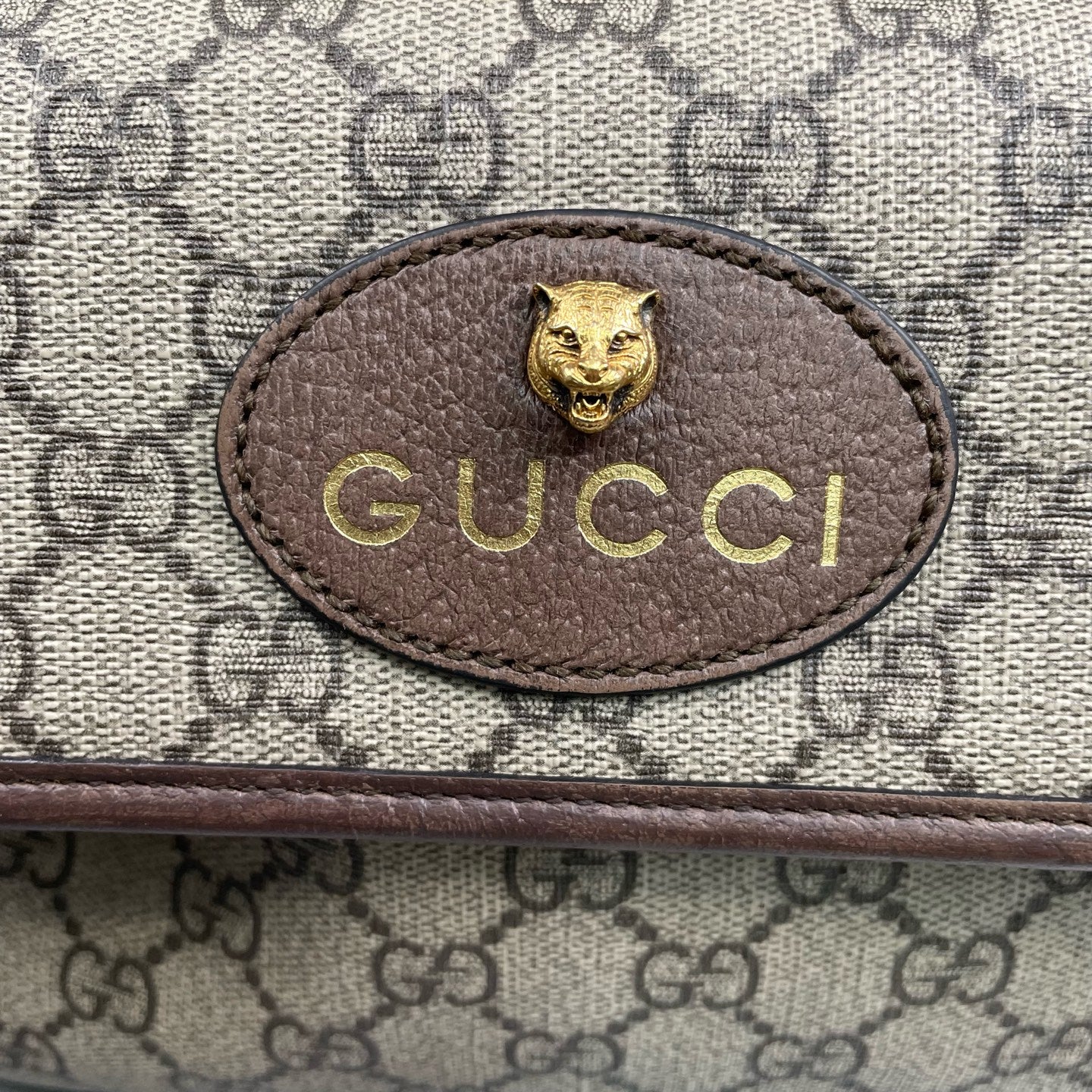 Gucci - Ophidia GG Supreme Tiger Head Belt Bag - GG Supreme coated canvas with leather trim and Web strap - Beige - (medium)