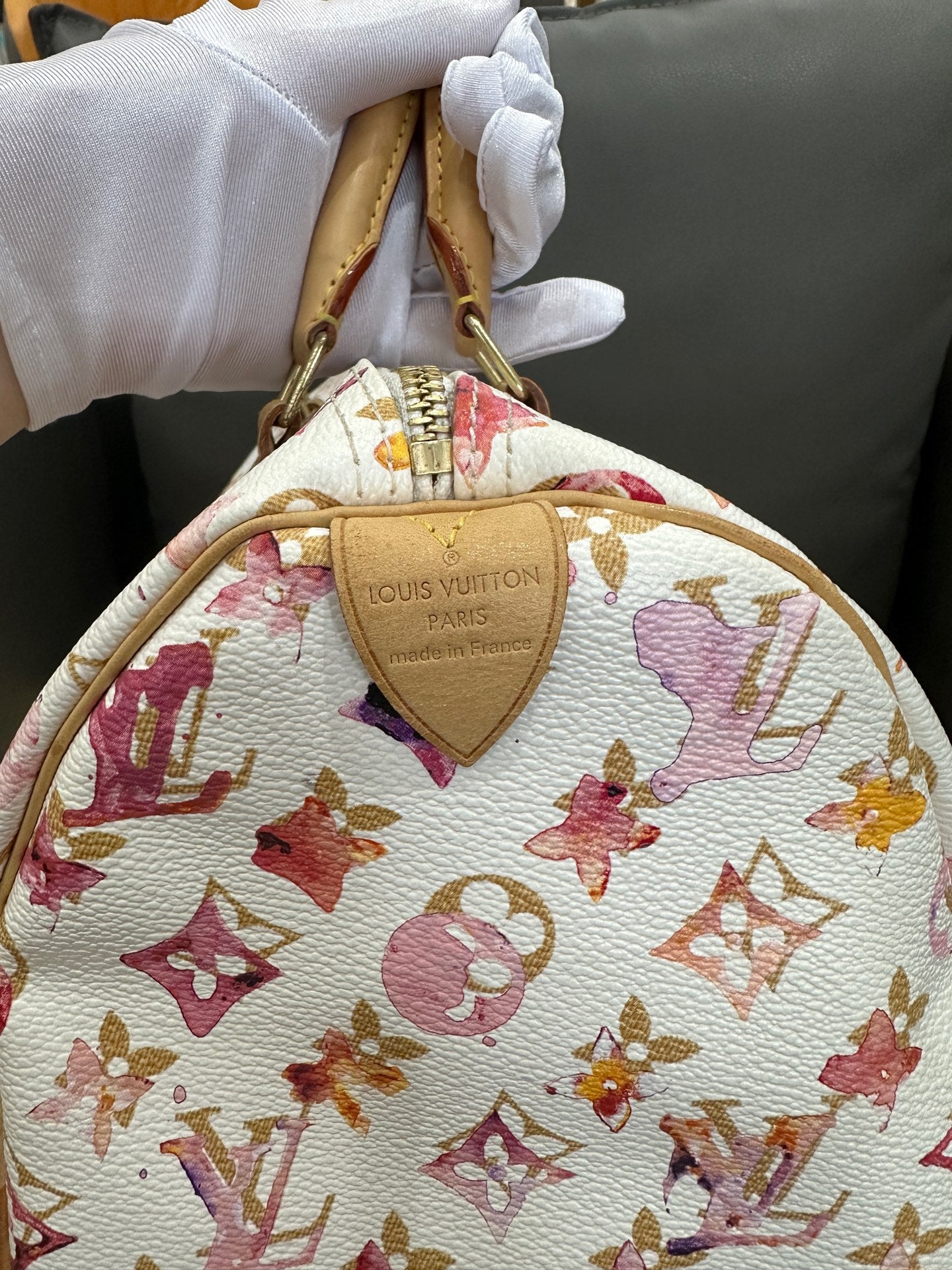 Louis Vuitton - Speedy 30 Watercolor - Coated canvas with Vachetta leather trim - White with Multicolour print - (Medium)