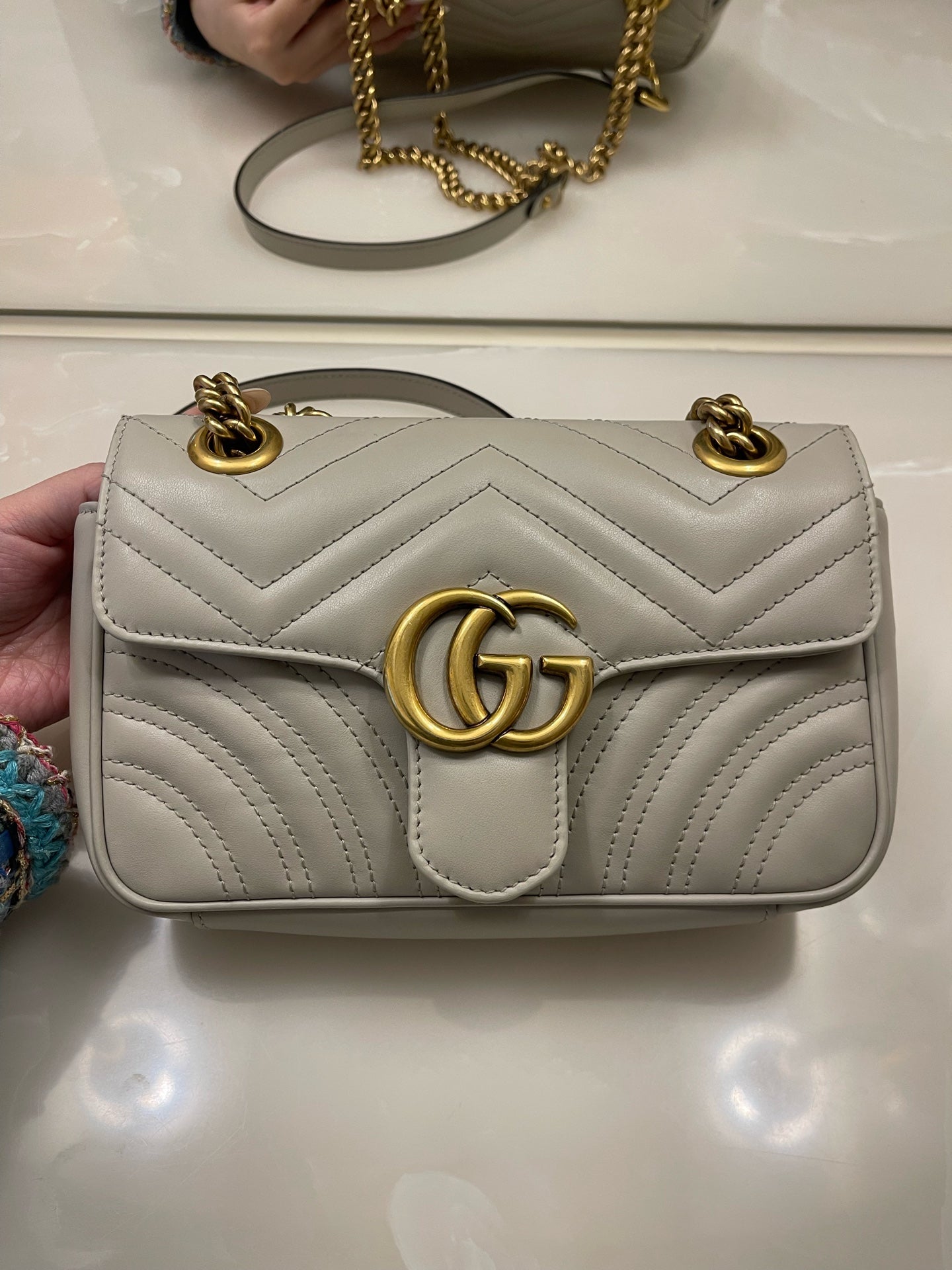 Gucci - GG Marmont Matelassé Mini Bag 22 - Matelassé leather - Light Grey - (mini)