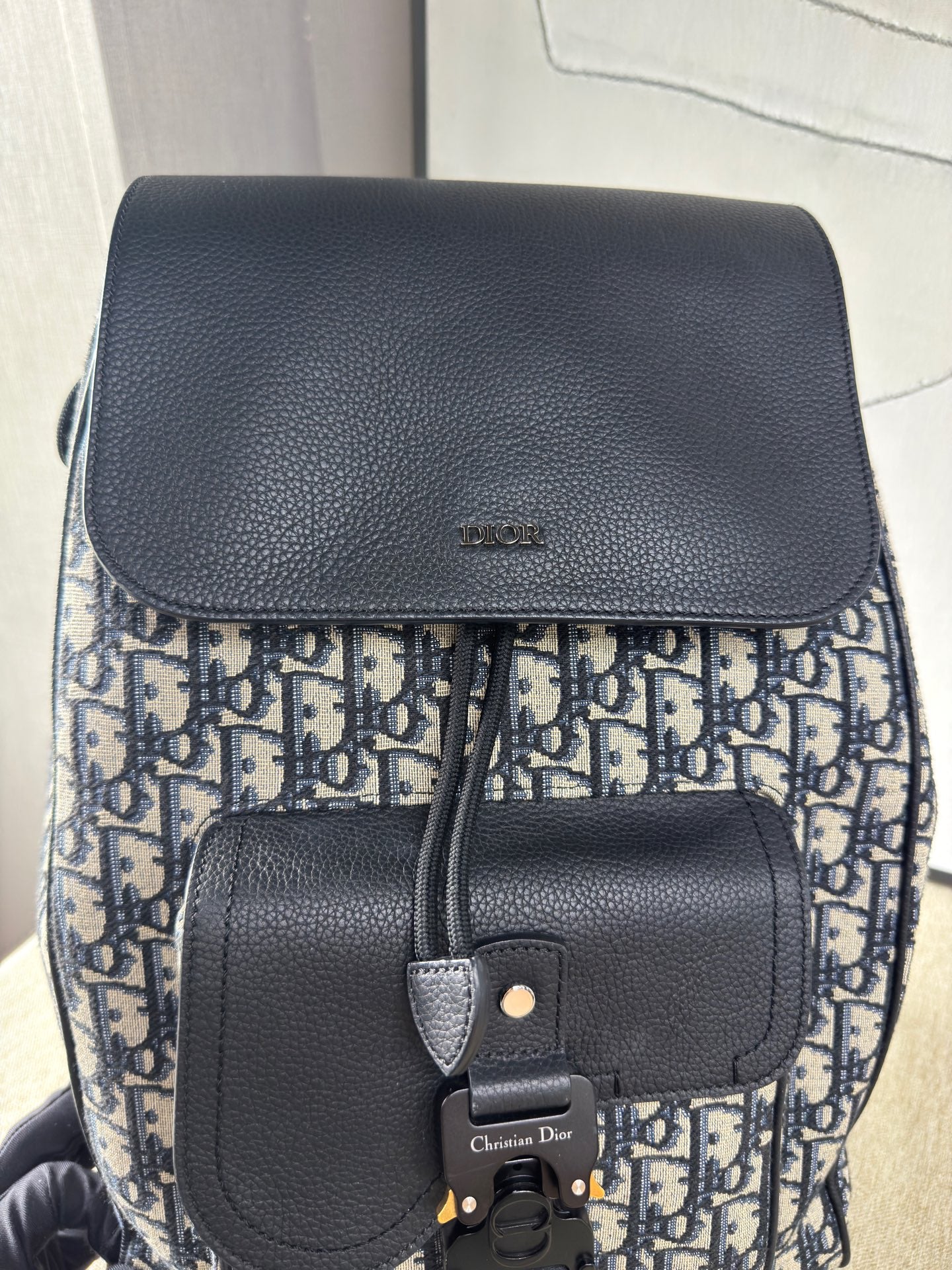 Dior - Rider Backpack - Embroidered canvas and grained leather - Blue - (medium)