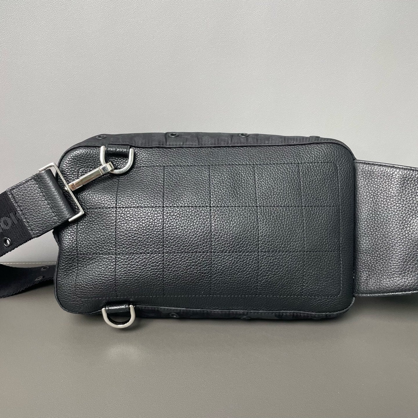 Dior - Saddle Belt Bag - Oblique canvas and pebbled leather - Black - (medium)