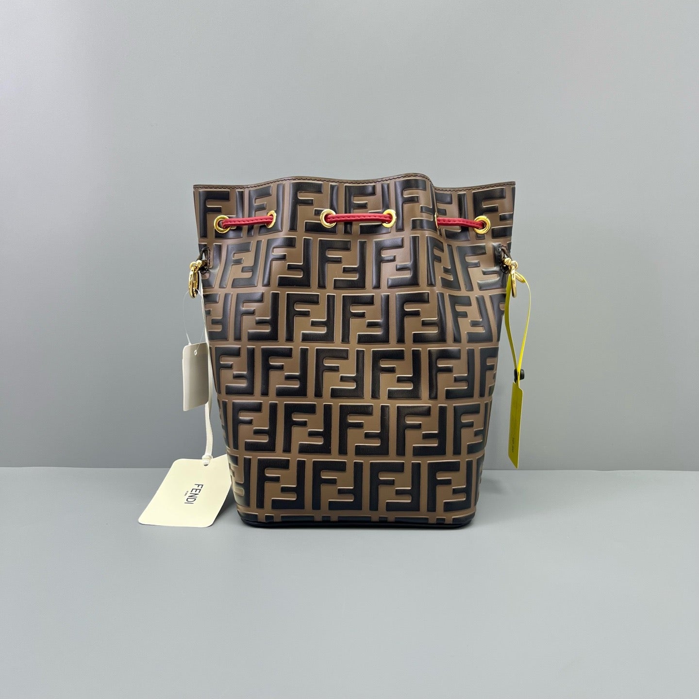 Fendi - Monogram Drawstring Bucket Bag - Leather - Brown - (medium)