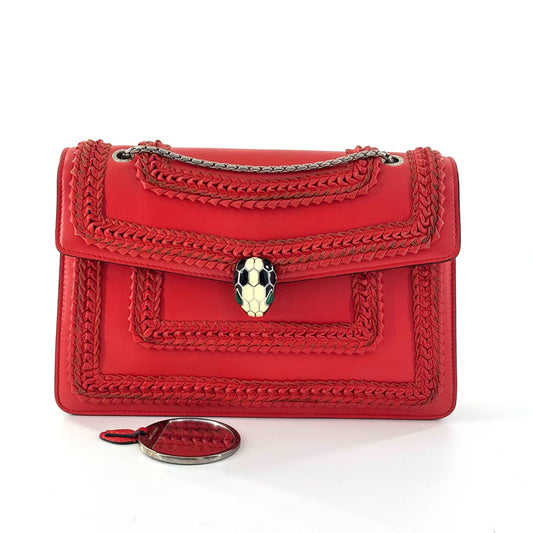 Bvlgari - Serpenti Forever Woven Chain Bag - Leather - Red - (medium)