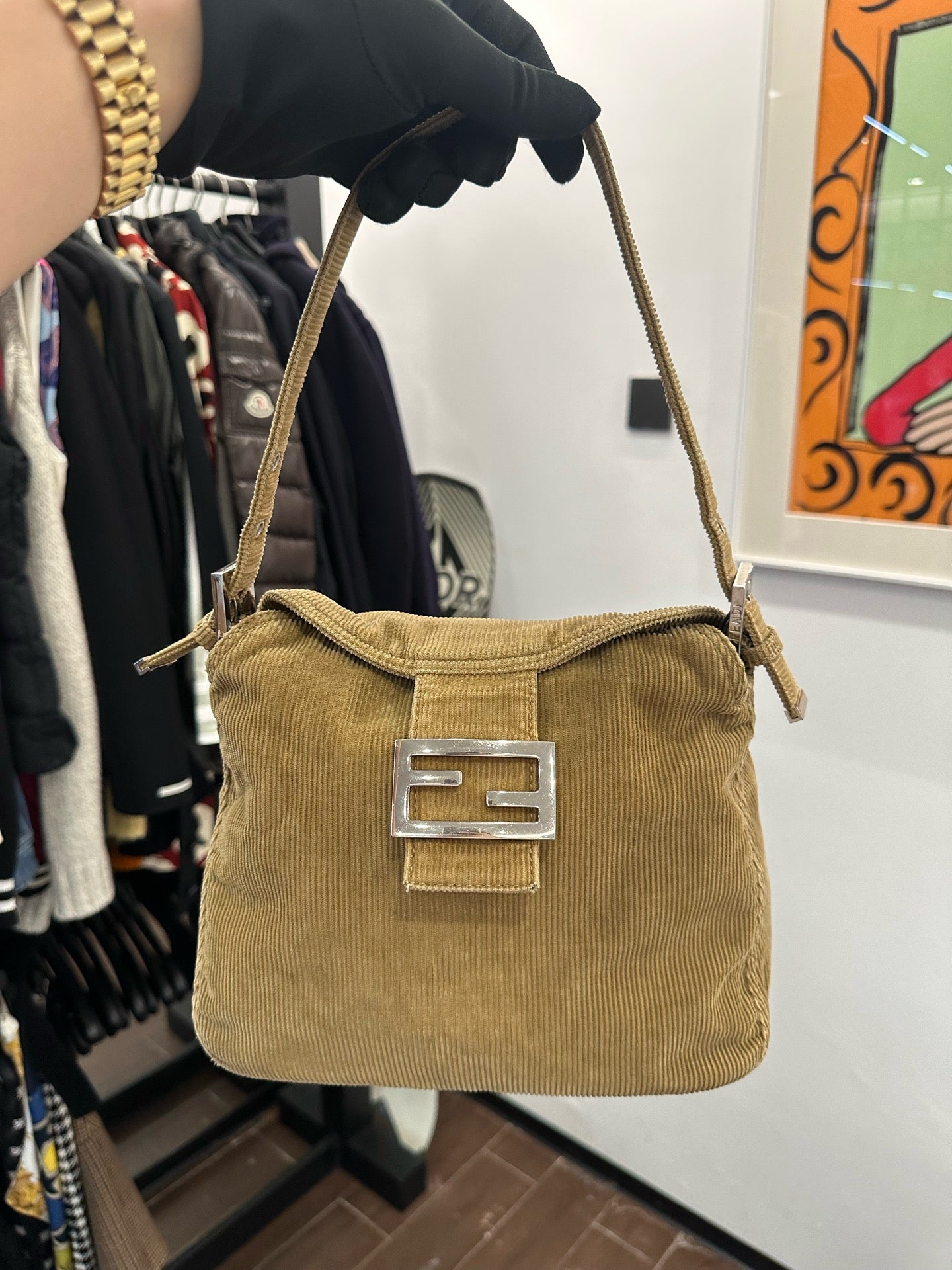 Fendi - Baguette - Corduroy - Yellow - (Medium)