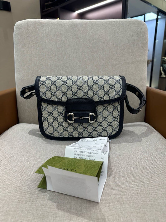 Gucci - Horsebit 1955 - GG Supreme Canvas with Leather Trim - Blue - (mini)