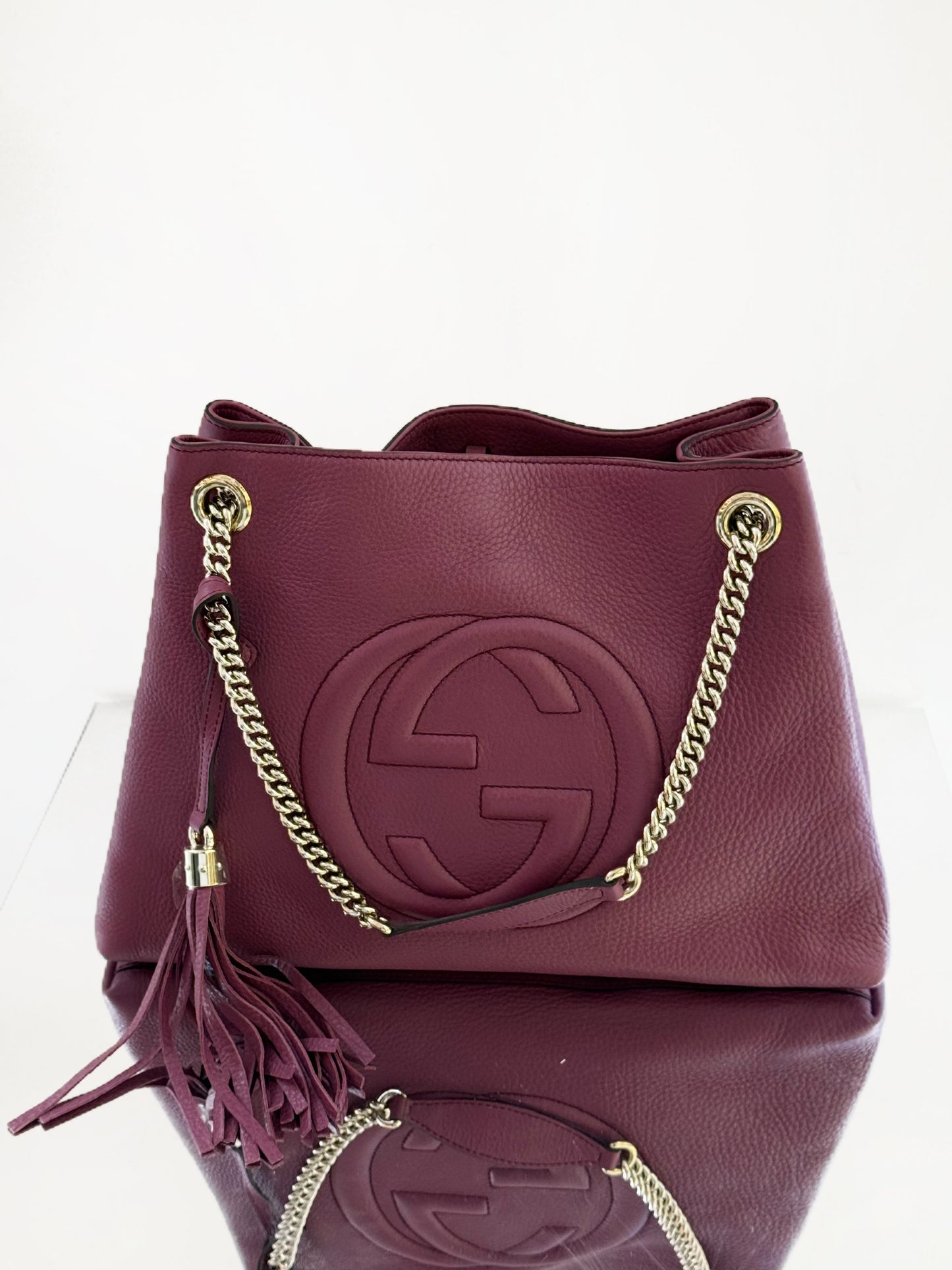 Gucci - Soho Tassel Tote - Grained leather - Burgundy - (Medium)