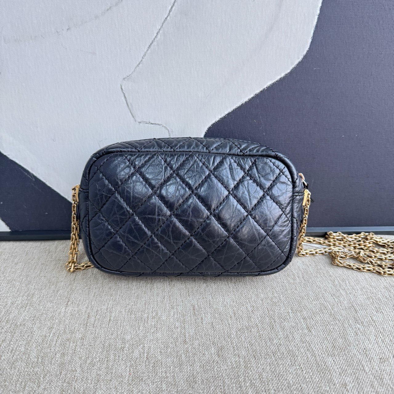 Chanel - 2.55 Emblem Camera Bag - Aged calfskin leather - Black - (Medium)